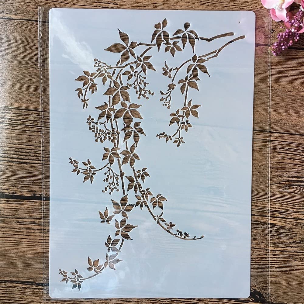 Reusable A4 29cm Maple Leaf Branch Stencil for Painting - DIY Craft, Home Decor & Wall Art | Perfect for Scrapbooking, Canvas Painting, Furniture Upcycling & Nursery Decor
