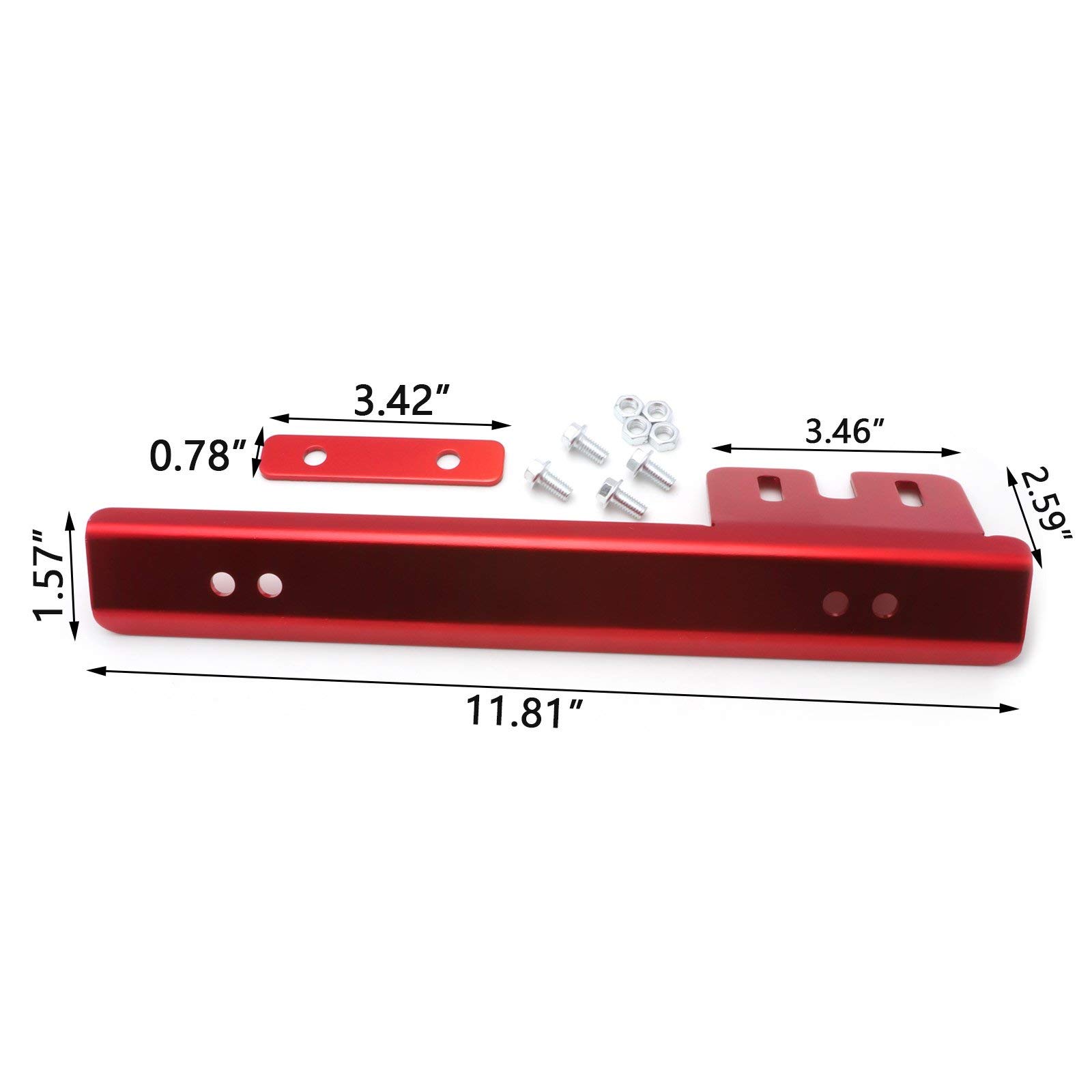 JDM Universal Front Bumper License Plate Mount Bracket Relocator Holder Bar Kit - Red - Fits Most Cars | Easy Installation & Secure Fit for Street Legal Compliance | Perfect for Car Enthusiasts & Custom Builds