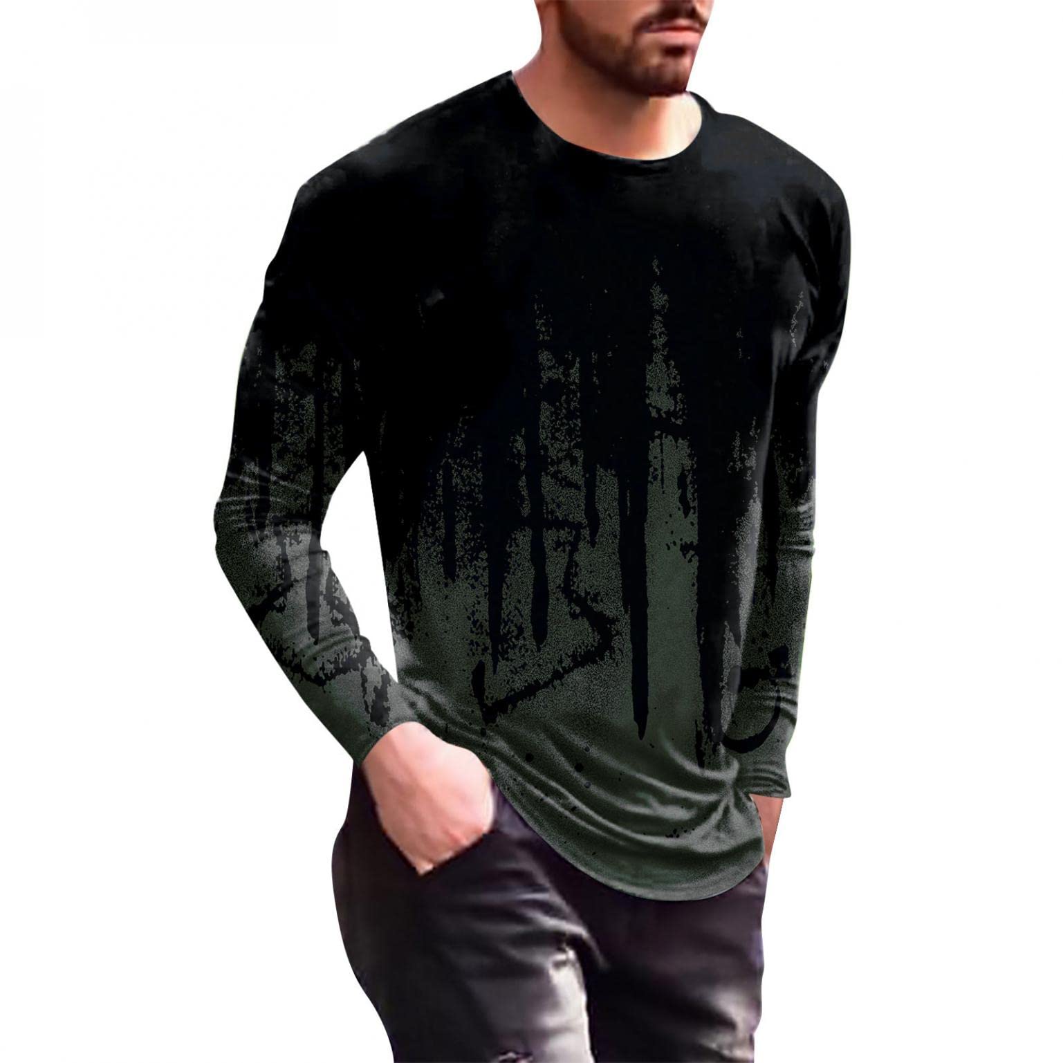 XXBR Men's Long Sleeve T-Shirt with 3D Jesus Cross Print - Faith Inspired Streetwear for Fall, Workout & Athletic Wear - Perfect for Church, Gym and Casual Outings