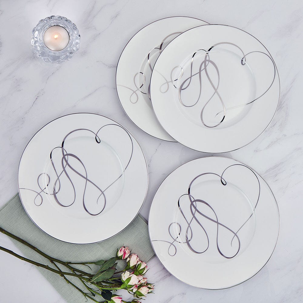 Love Story Set of 4 Salad Plates - Elegant Dinnerware for Romantic Dinners, Anniversaries & Special Occasions | Perfect for Couples, Weddings & Valentine's Day Gifts