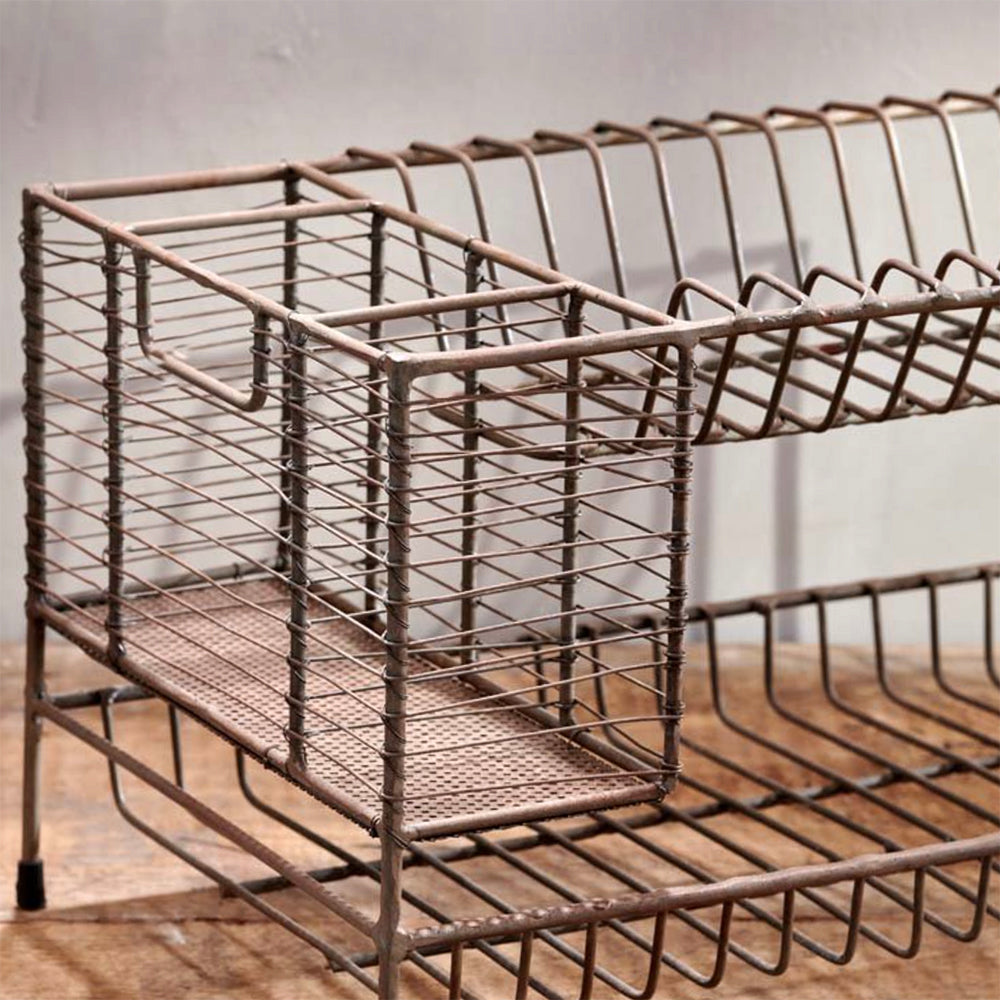 Vintage Brass Dish Rack - Rustic Kitchen Countertop Organizer for Drying Dishes, Cups & Utensils | Perfect for Farmhouse, Cottage & Traditional Style Kitchens