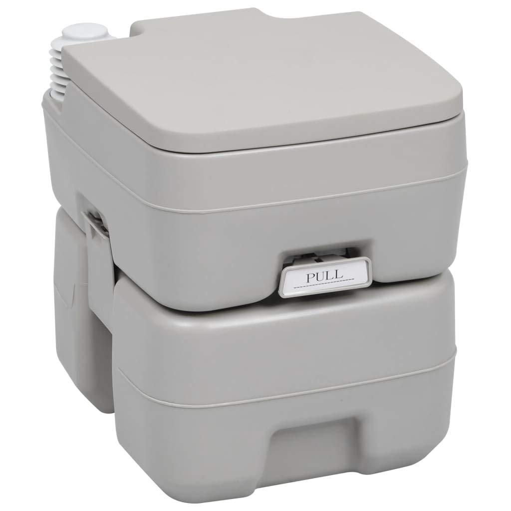 iFCOW Portable Camping Toilet - 5.3 & 2.6 Gallon Capacity, Gray - Compact Travel Toilet for RV, Boat & Outdoor Adventures with Piston Pump Flush, Waste Tank & Built-in Pour Spout - Perfect for Camping, Road Trips & Emergency Preparedness