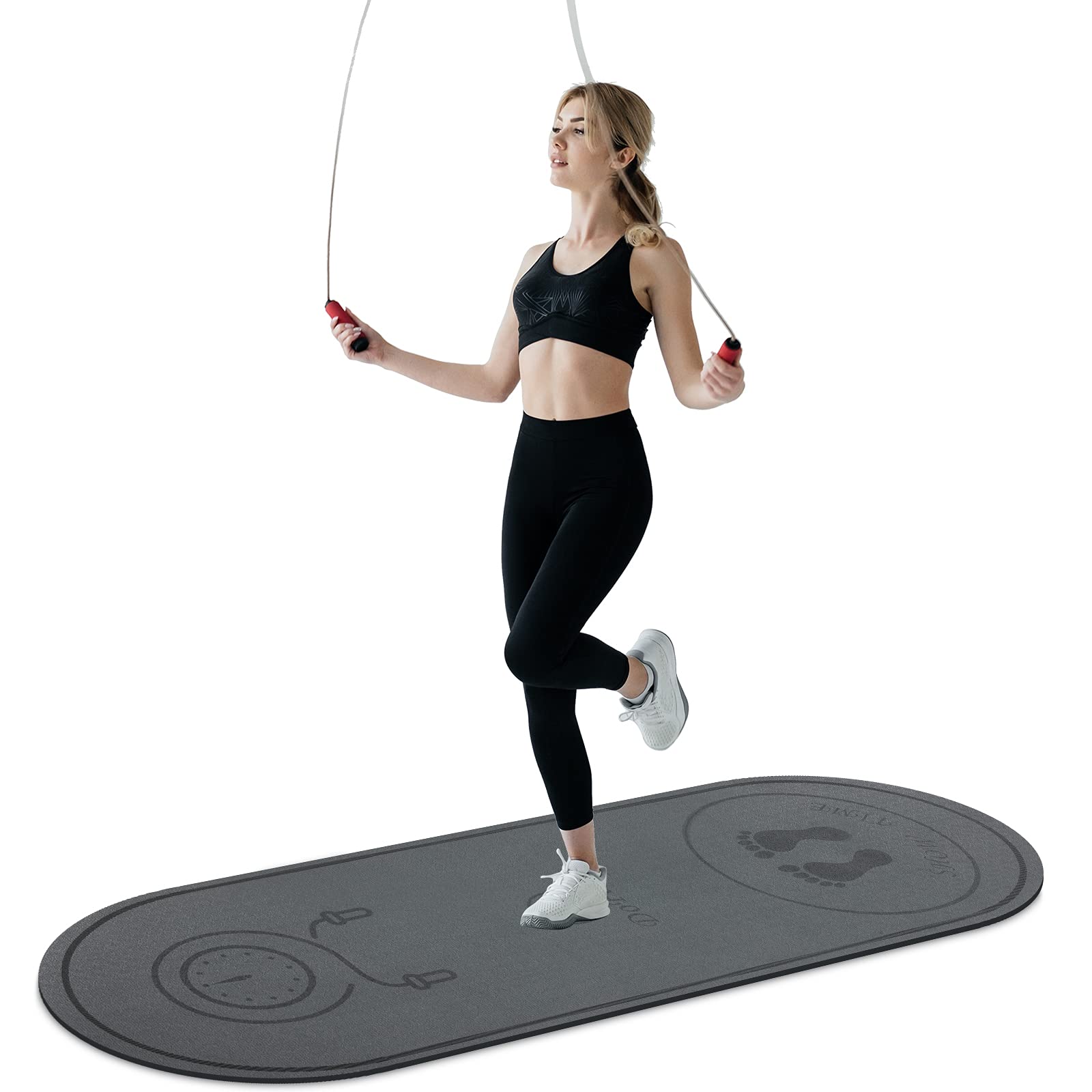 Dofopo Non-Slip Jump Rope Mat - TPE Workout Mat for Joint Protection & Rope Longevity - Perfect for Home & Gym Workouts