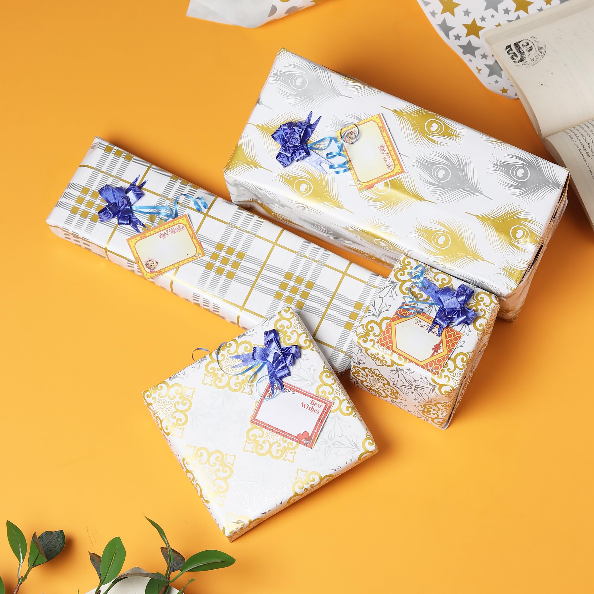 Premium OFIXO Gift Wrapping Paper Roll - 6 Multicolor Design Sheets for Birthday, Christmas & Party Presents - High-Quality Gift Wrap Paper for All Occasions