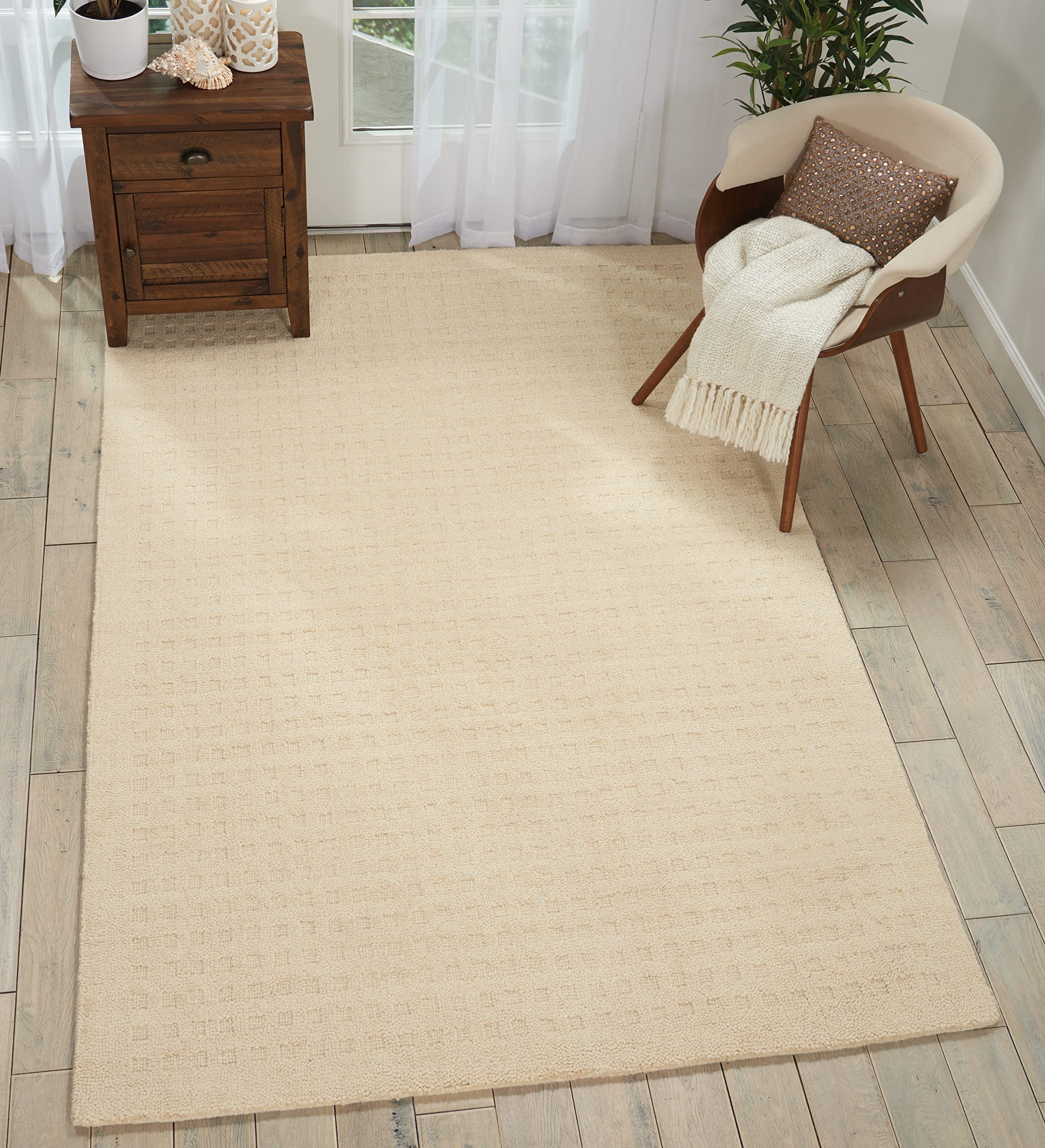 Nourison Perris Solid Ivory 5' x 7'6