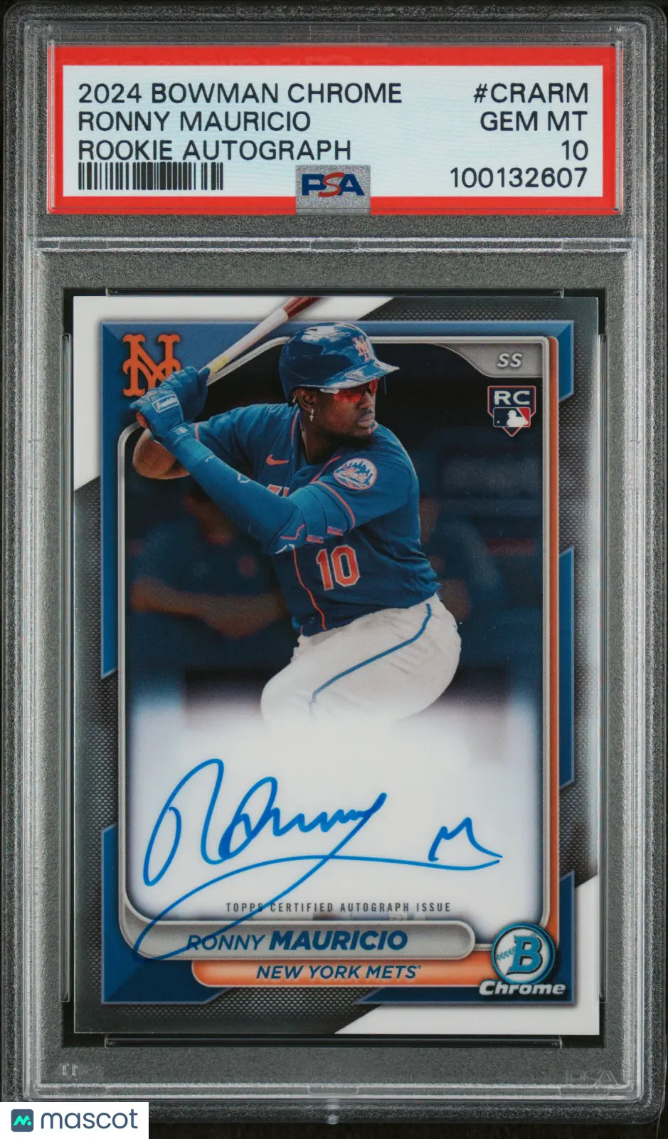 2024 Bowman Chrome Ronny Mauricio Rookie Autograph PSA 10 Gem Mint - Baseball Trading Card for Collectors & Investors, Perfect for Display Cases & Portfolio Growth