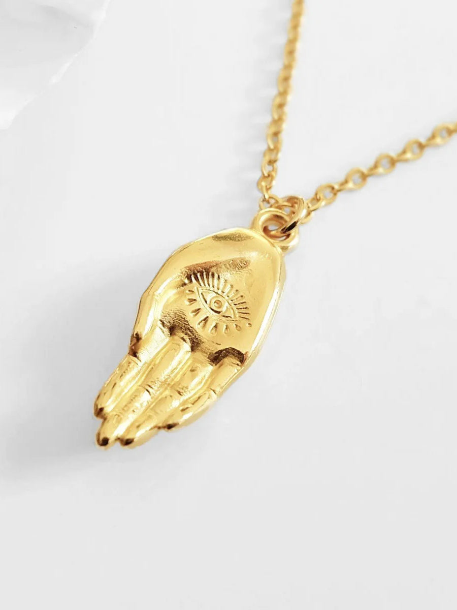 Augusta Jewelry 18K Gold Plated Necklace - Hand of Venus Amulet Pendant for Women | Elegant Gift for Birthday, Anniversary & Special Occasions