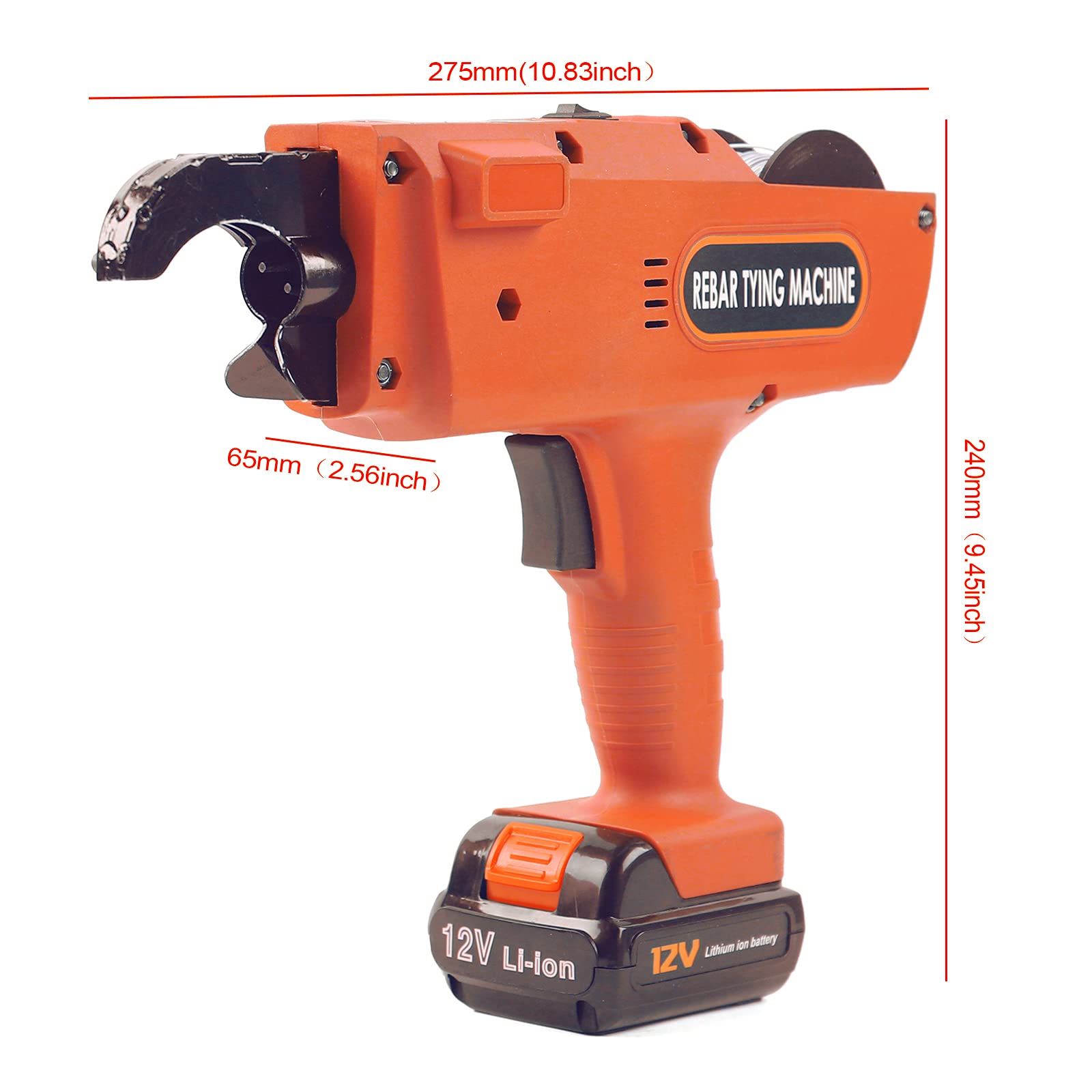 Automatic Rebar Tier Tying Machine Tool for 8-34mm Steel Bar Rod Binding with Wire | Steel Strapping Machine for Floor Pipe & Heating Mesh | Construction, Plumbing & HVAC Projects (Orange)