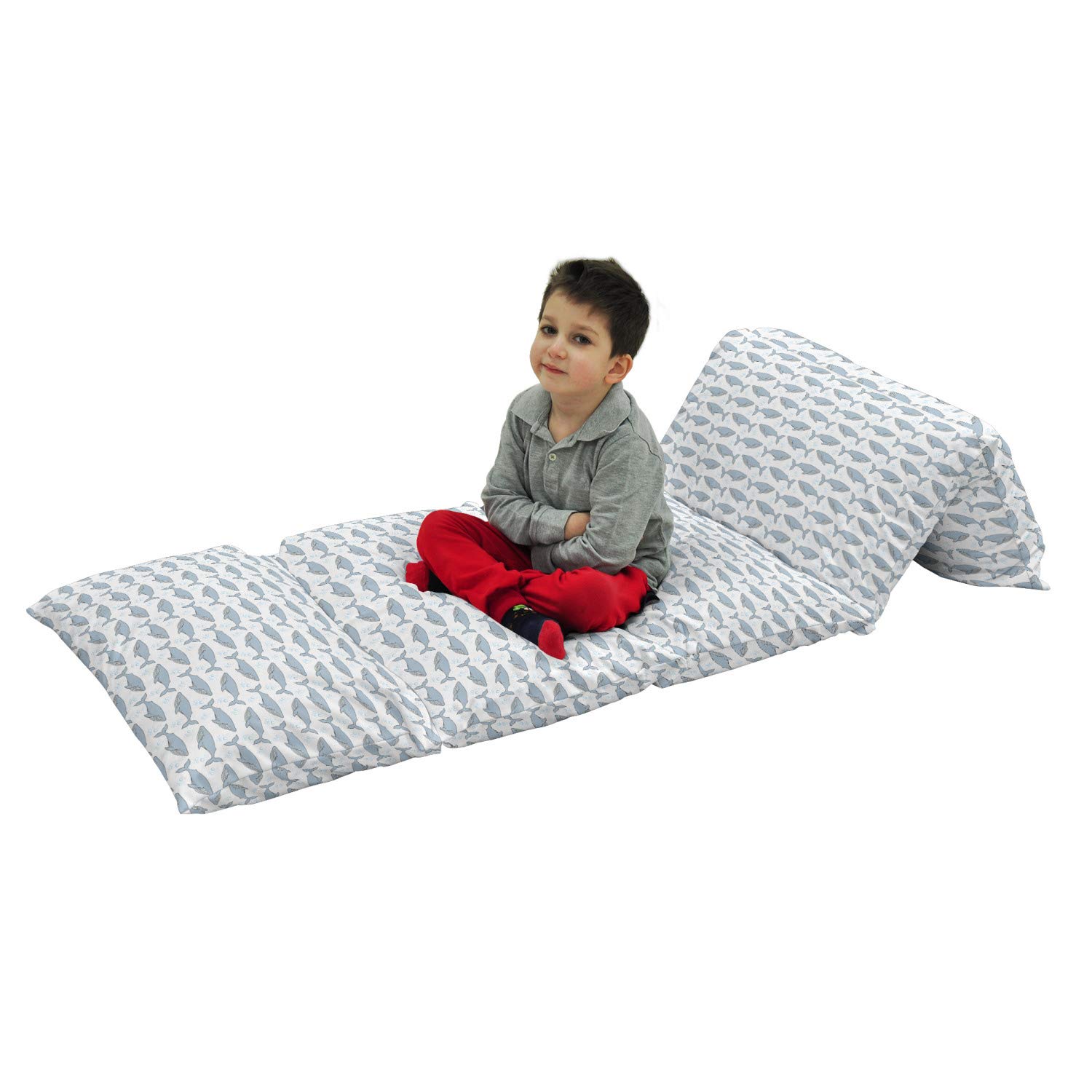 Ambesonne Whale Floor Pillow Lounger Cover - Cartoon Whales on Bubbles Design, Giant Sea Creature Print, 88