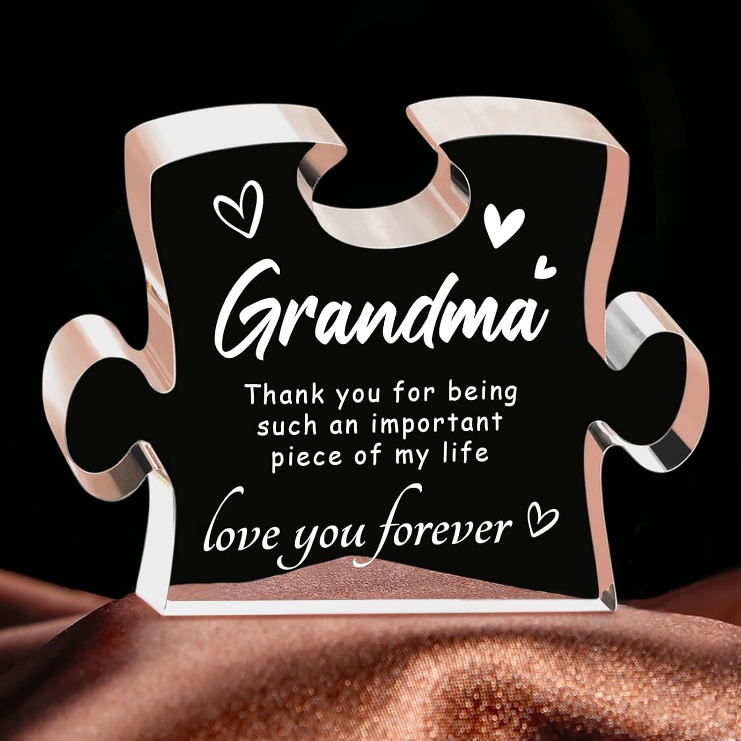 Personalized Engraved Acrylic Block Gift for Grandma - 4.9 x 3.7 Inch Heartwarming Keepsake for Birthday, Mother's Day, Thanksgiving & Christmas - Perfect Gift from Granddaughter or Grandson for Home Decor & Special Occasions