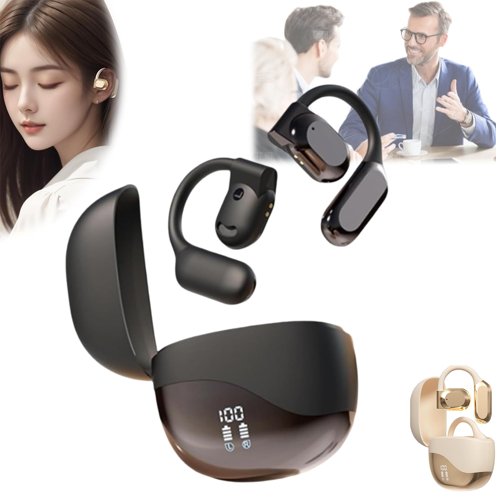 B Ai Translator Earbuds - Wireless Bluetooth Earbuds with Real-Time Language Translation for 40+ Languages, 8 Offline Modes, IPX5 Sweatproof for Travel, Business Meetings & International Communication