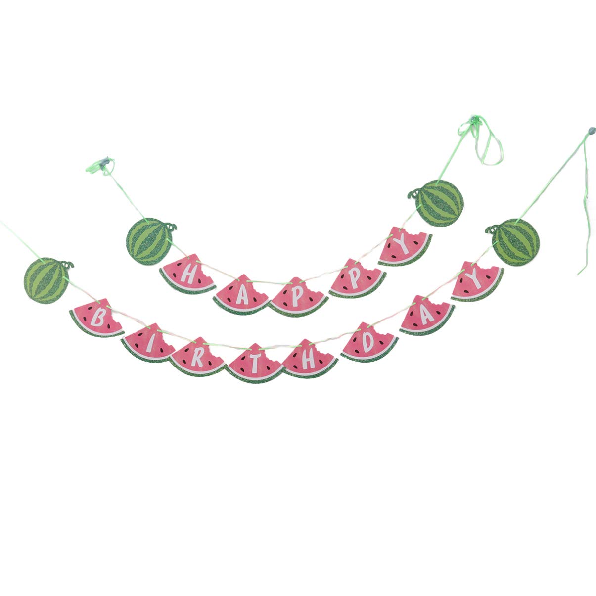 Amosfun Happy Birthday Banner - Watermelon Themed Party Decorations with Hanging Fruit Letters for Birthday & Baby Shower | Perfect for Indoor/Outdoor Celebrations, Gender Reveals & Summer Parties