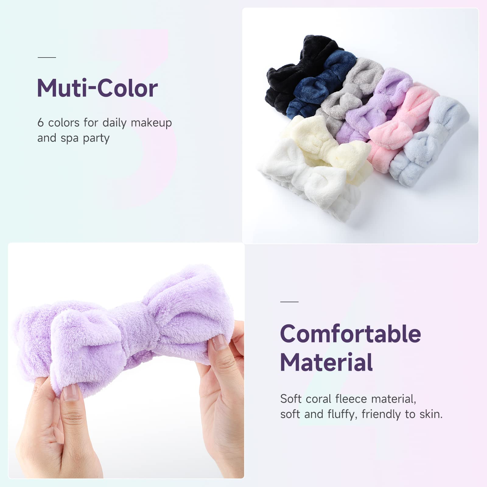 8Pcs Fluffy Spa Headbands for Women & Girls - Soft Makeup & Skincare Headbands for Washing Face, Shower, Facial Care - Perfect for Slumber Parties, Spa Days & Beauty Routines