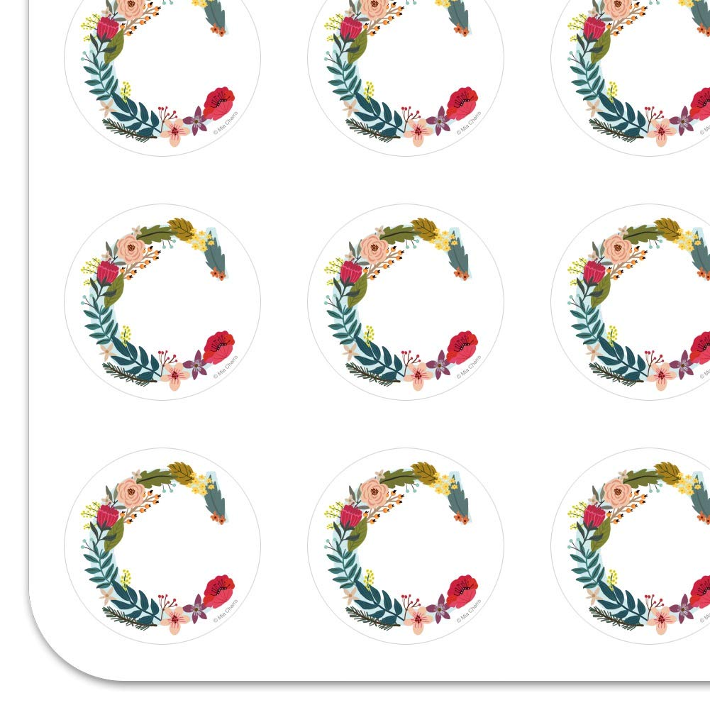 Floral Monogram Letter C Stickers for Planner, Calendar, Scrapbooking & Crafting - Perfect for DIY Projects, Bullet Journals, and Gift Decorations
