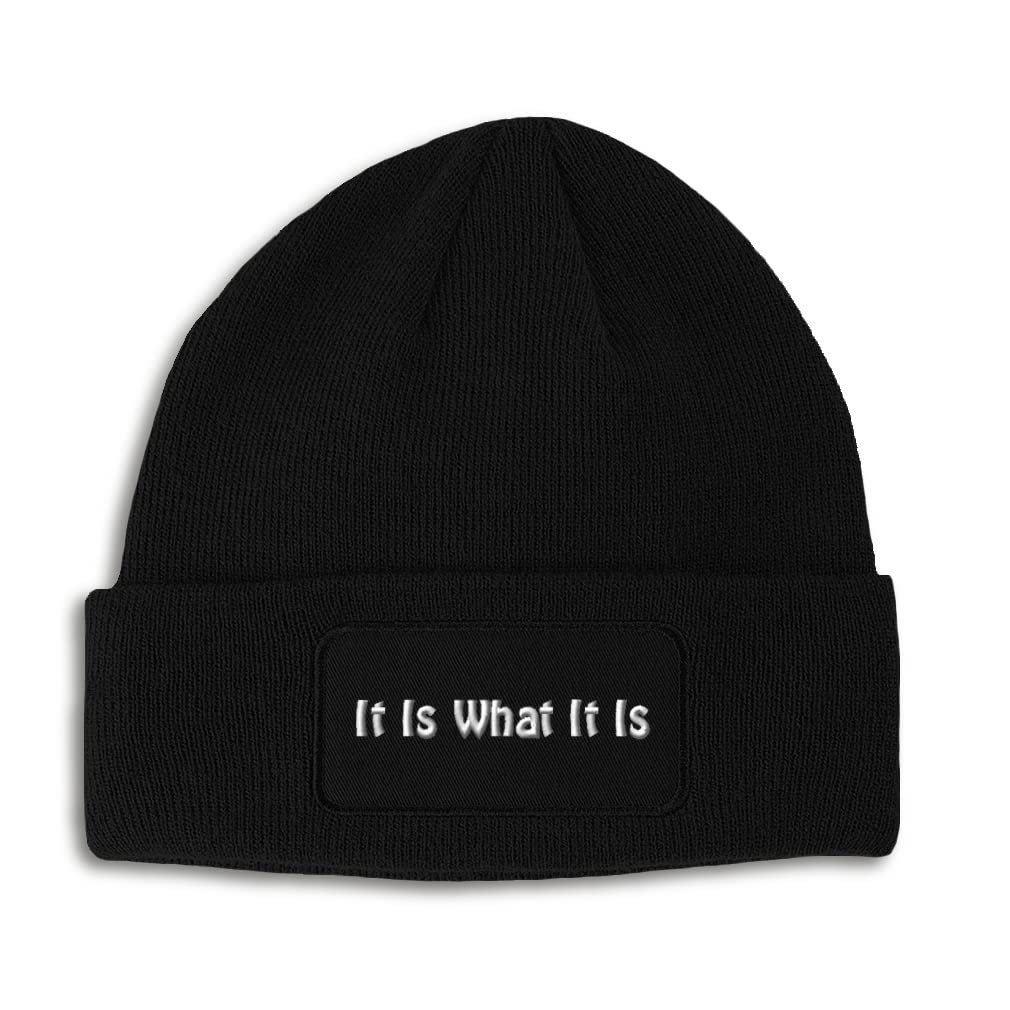 Acrylic Skull Cap Beanie for Men & Women - Warm Winter Hat with 'It Is What It Is' Design - Perfect for Cold Weather, Outdoor Activities & Casual Wear