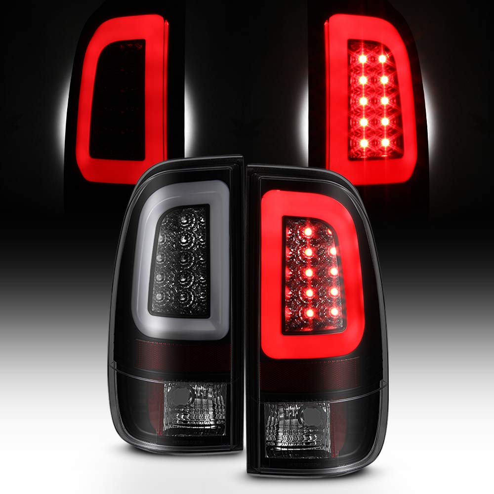 ACANII Black Smoked LED Tube Tail Lights Brake Lamps Set for 2008-2016 Ford F250 F350 F450 Super Duty - Left & Right Pair - Durable & Stylish Upgrade for Truck Lighting (Perfect for Night Driving & Off-Road Adventures)