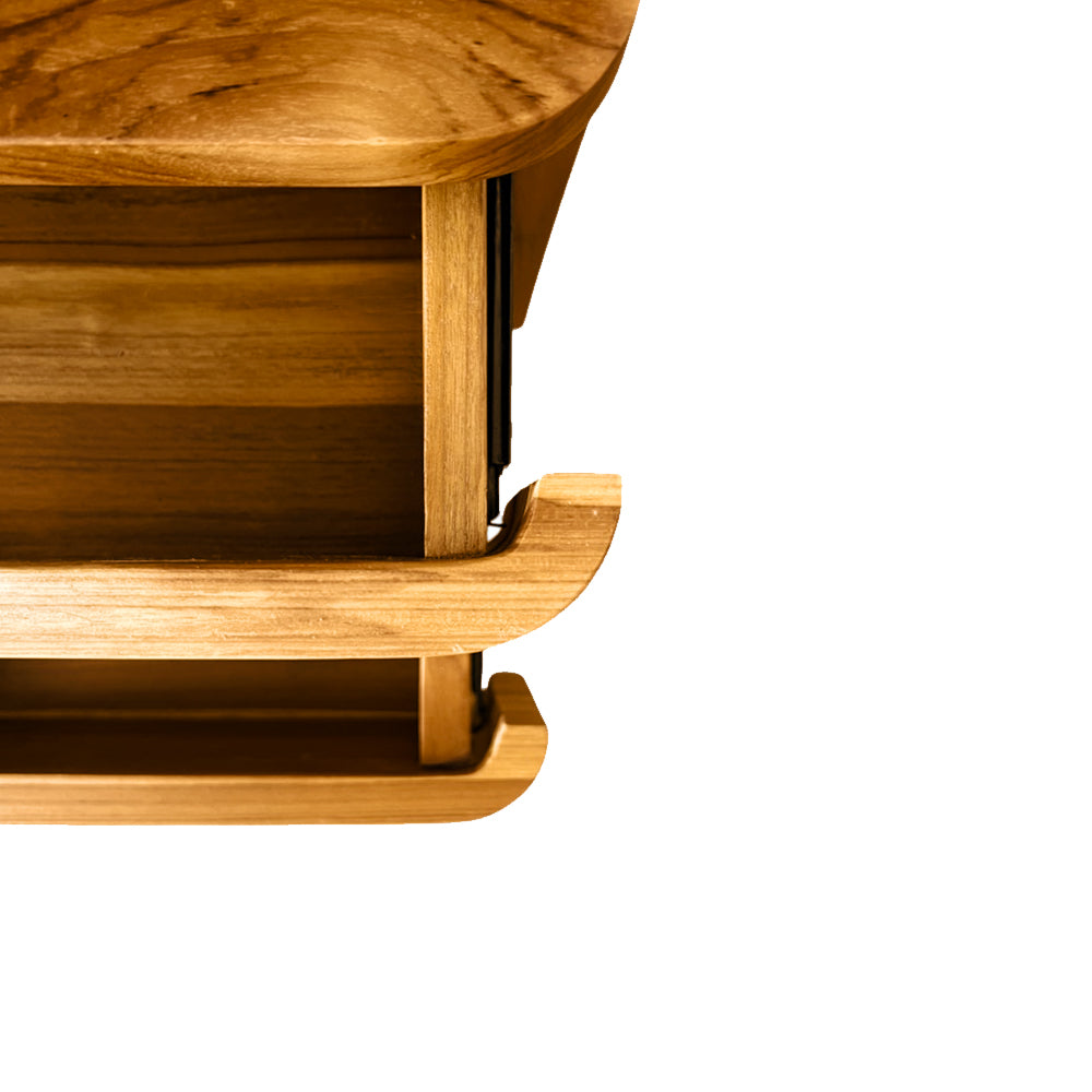 Modern Teak Wood Bedside Table - Nightstand with Storage Shelf for Bedroom, Living Room & Office - Natural Wood Finish, Compact & Stylish Design