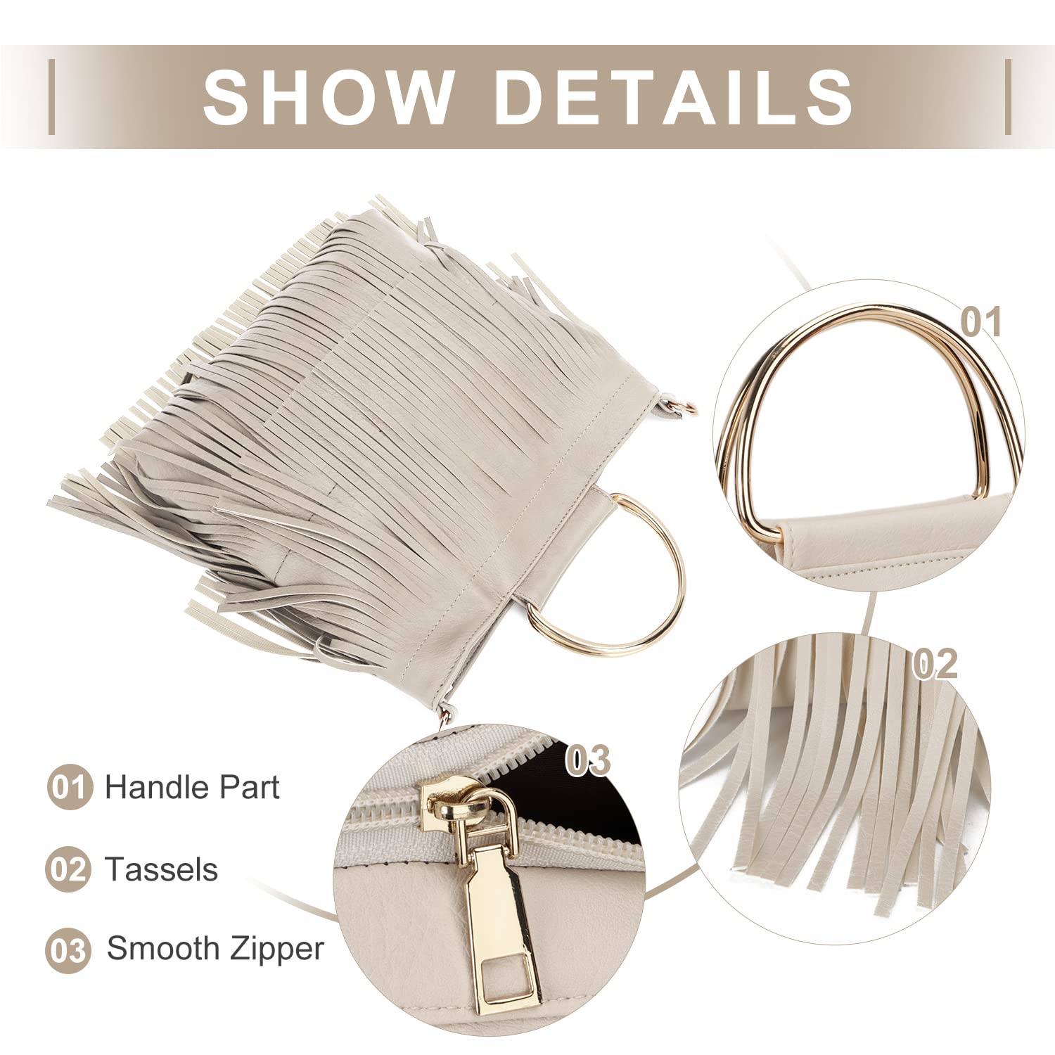 EVEOUT Women's PU Leather Tassel Crossbody Shoulder Bag - Fashion Fringe Handbag for Casual Outings, Parties & Date Nights