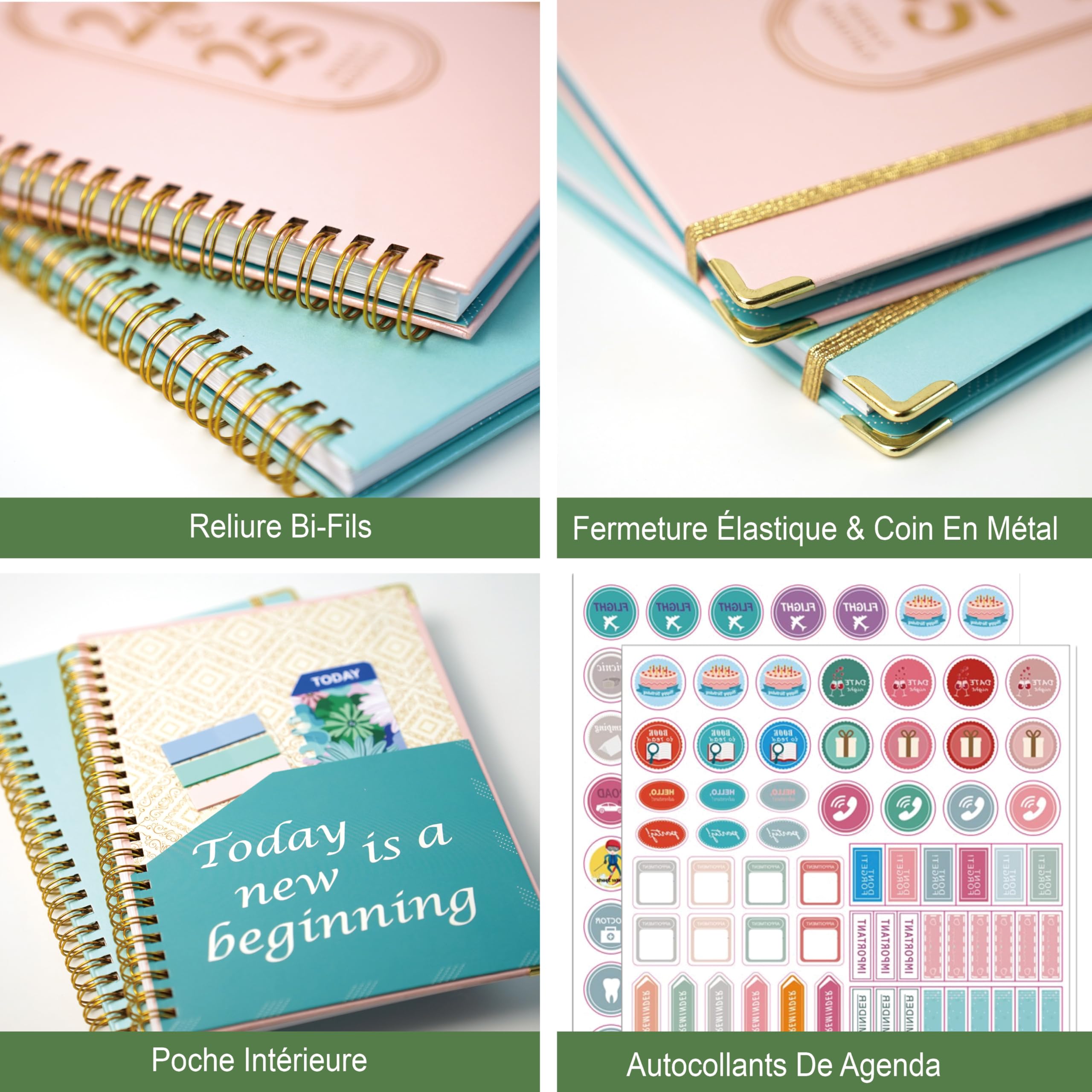 2024-2025 Spiral Weekly Planner - A5 Academic School Planner July 2024 to June 2025 (12 Months) with Stickers & Foldable Storage Pouch, Perfect for Students, Teachers & Office Organization (Black 24-25)