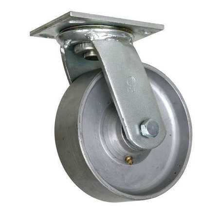 6 Inch Heavy Duty Swivel Plate Castor with 1200 lb Capacity - Durable Cast Iron Caster Wheels for Industrial Equipment, Furniture, and Workshop Use