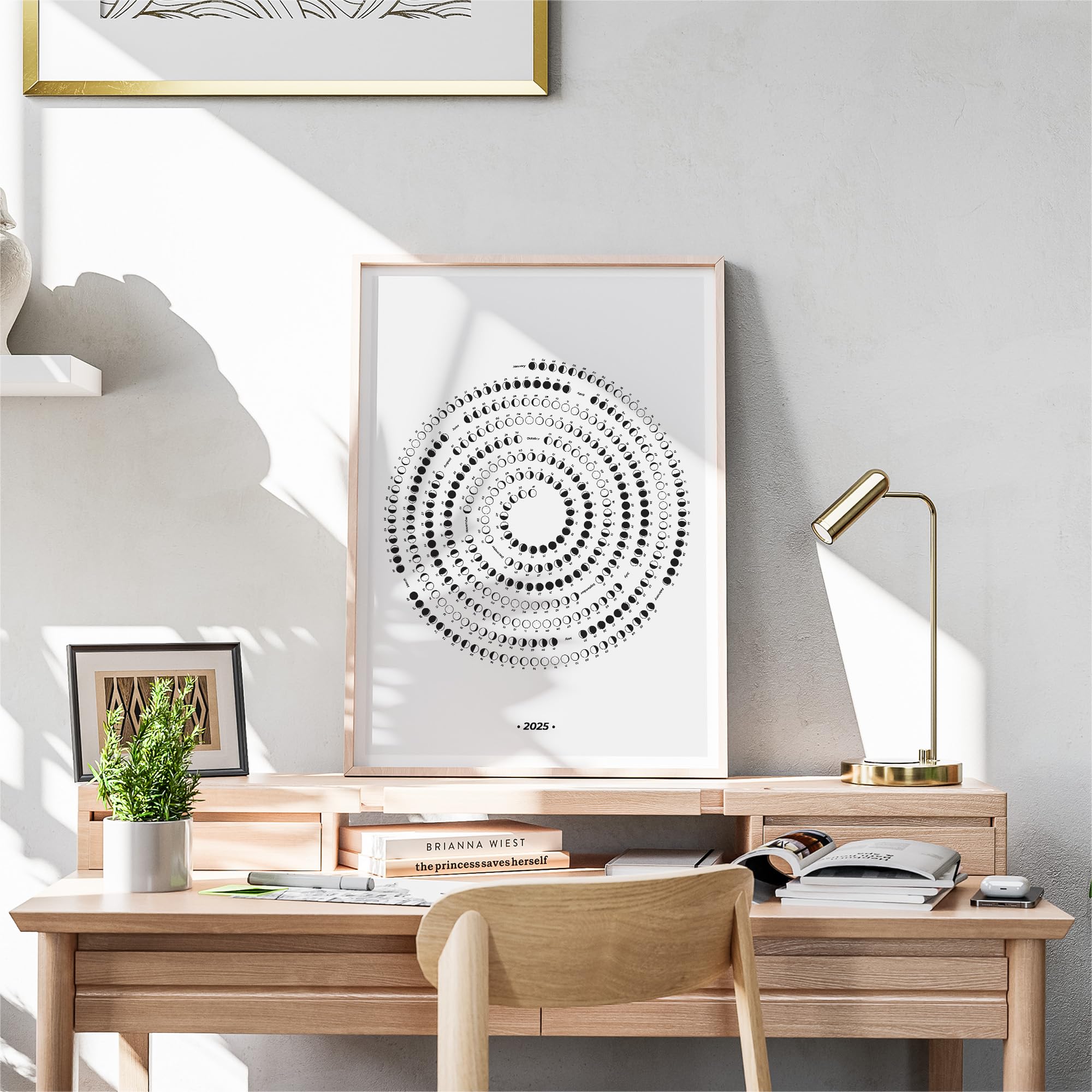2025 Moon Phase Calendar - Unframed Single Page Lunar Wall Art for Home & Office Decor | Perfect for Hallway, Living Room, Bedroom & Gift Giving