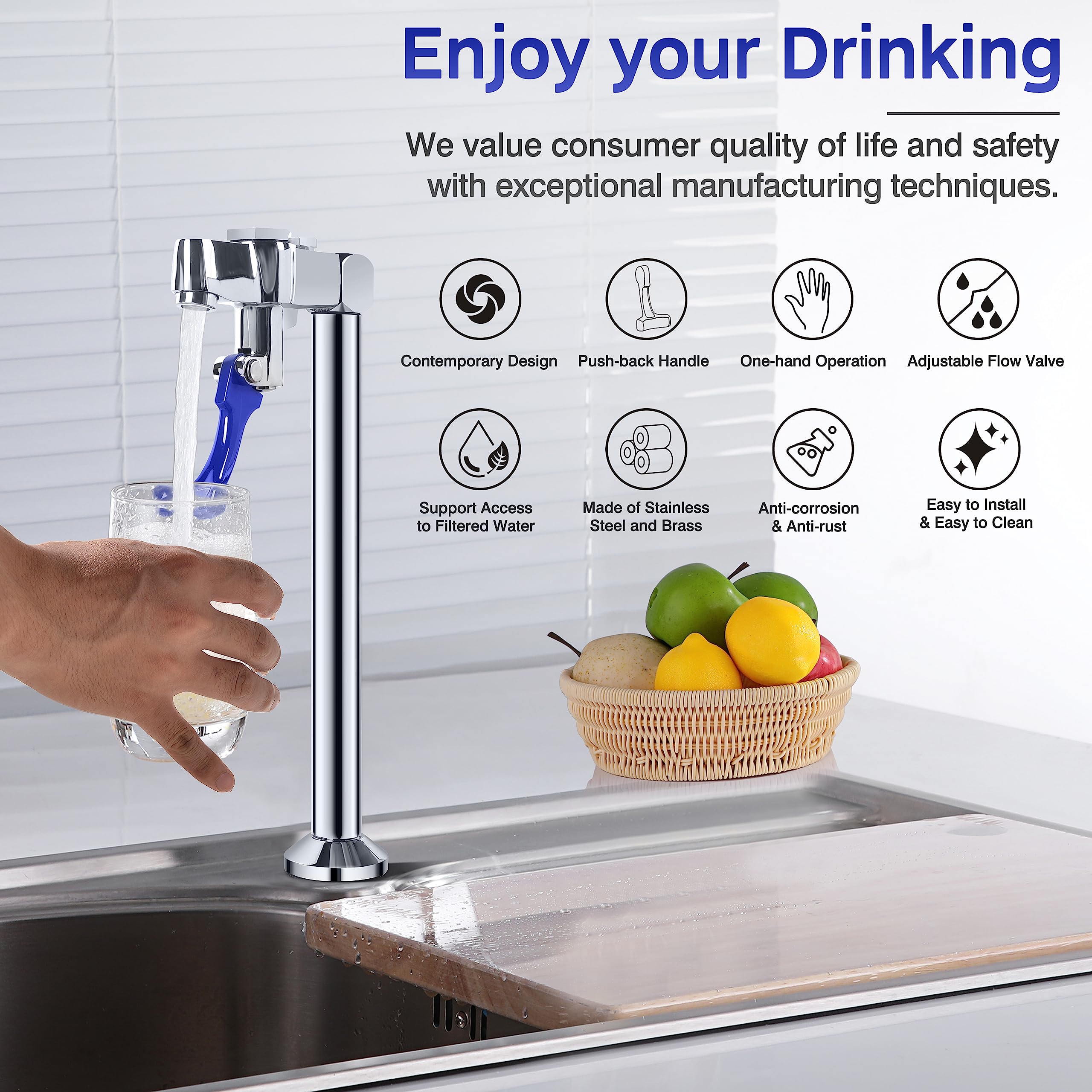 Premium 9-Inch Stainless Steel Glass Filler Faucet - G1/2