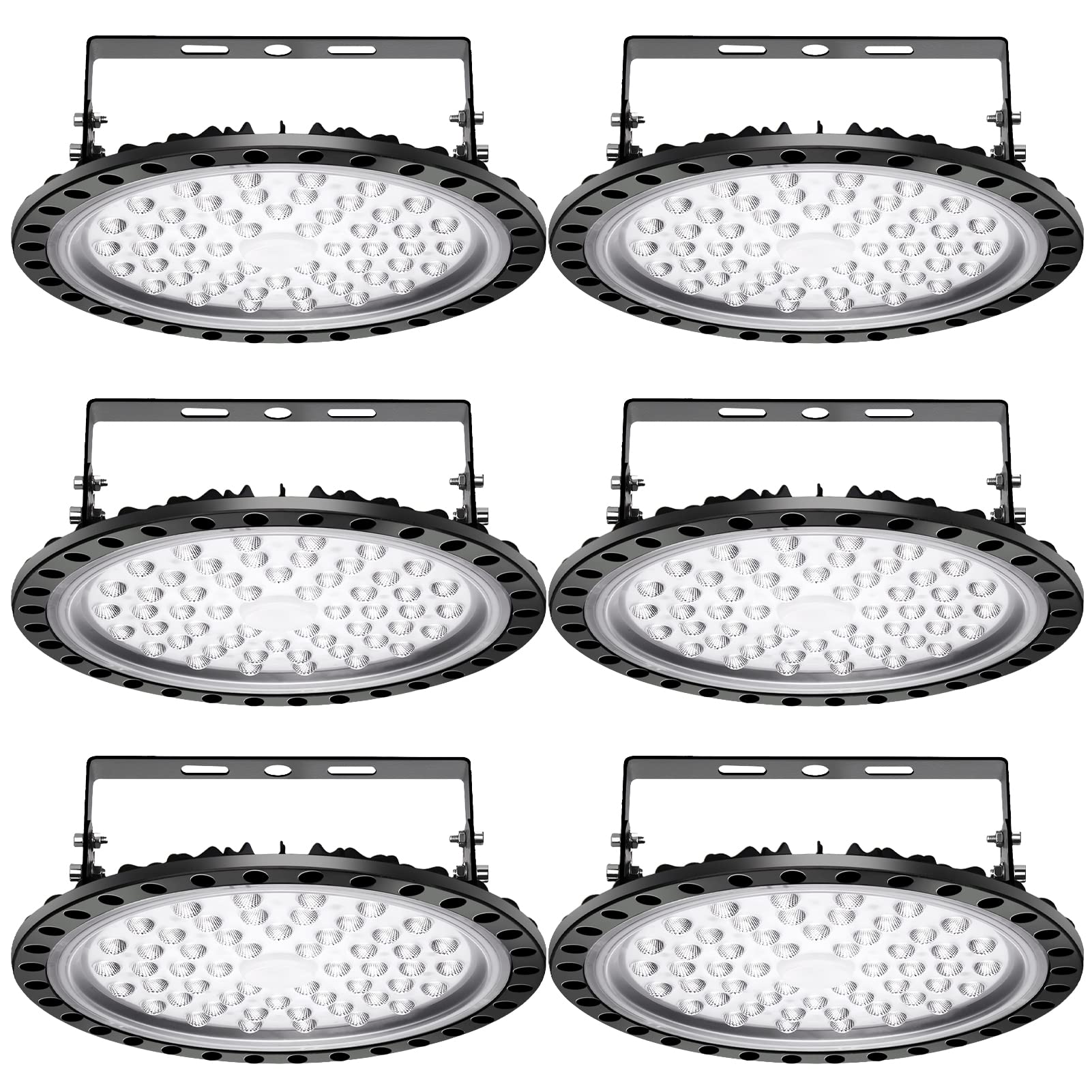 200W UFO LED High Bay Light - 6 Pack, 6500K Daylight White, 20000LM Brightness, IP65 Waterproof - Commercial & Industrial Lighting for Warehouse, Workshop, Garage - Energy Saving Replacement for 1000W MH/HPMH/HPS Lights (Perfect for High-Ceiling Spaces, Storage Areas & Manufacturing Facilities)