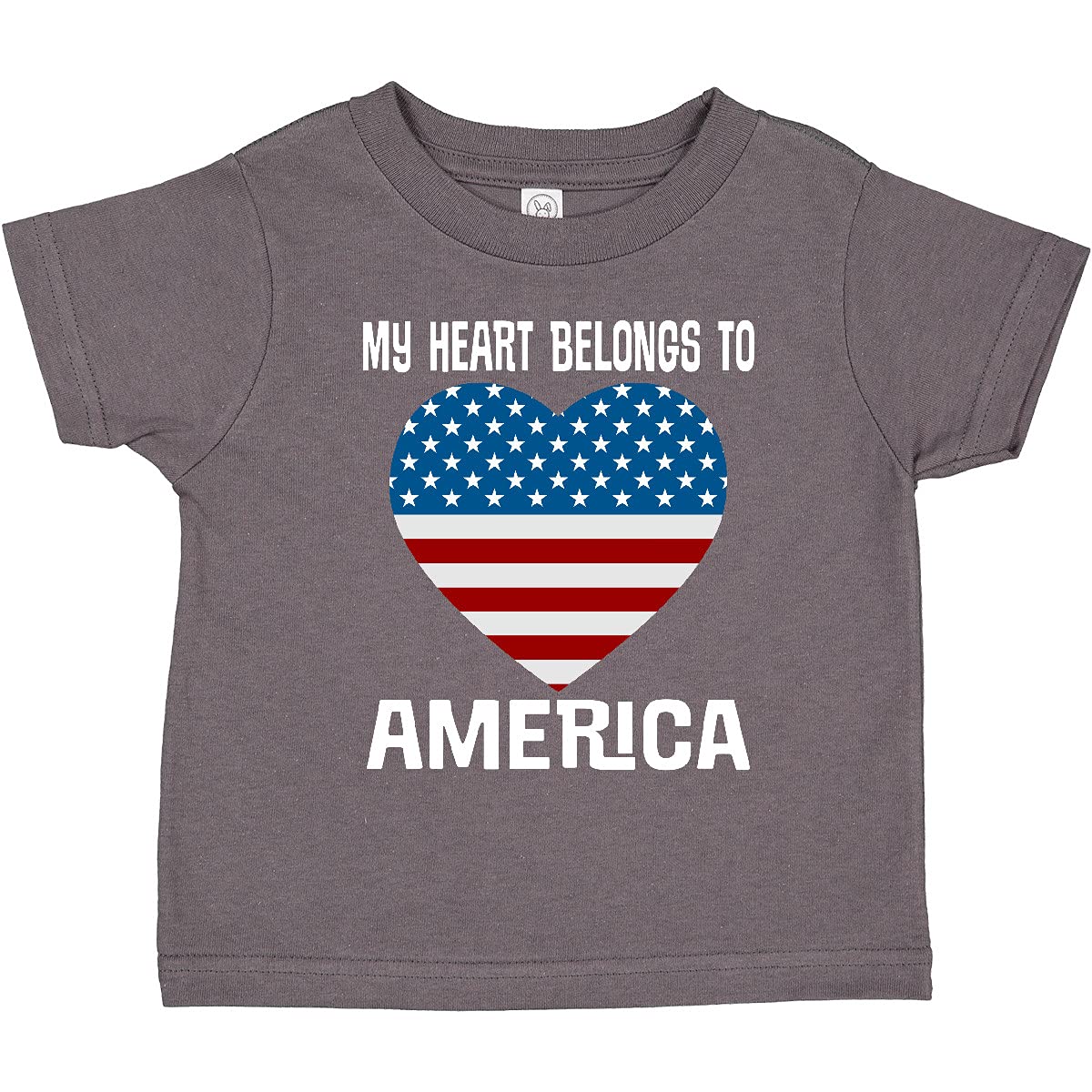 Inktastic USA Patriotic 'My Heart Belongs to America' Toddler T-Shirt - Cute American Flag Design for Kids, 4th of July, Memorial Day & Independence Day Celebrations