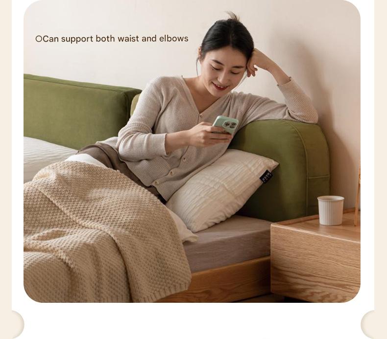 Premium Oak Solid Wood Lamb Fleece Soft Suspension Cream Bed - Cozy & Supportive Sleeping Solution for Modern Bedrooms, Guest Rooms & Nursery Decor