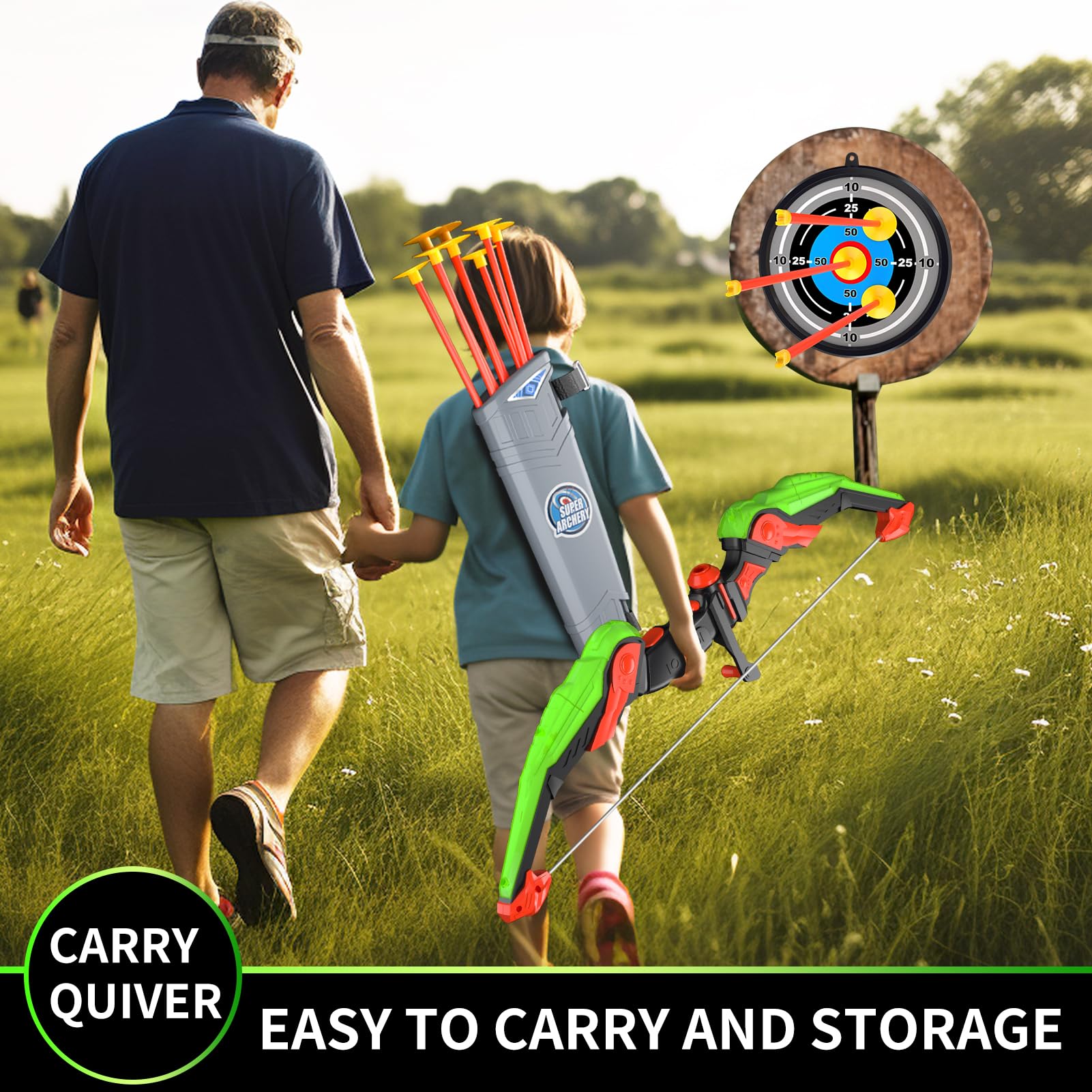 Bennol Kids Bow and Arrow Set - Safe Archery Toy for Boys & Girls Ages 4-12 - Outdoor & Indoor Play - Perfect for Birthday Gifts, Backyard Games, and Camping Adventures