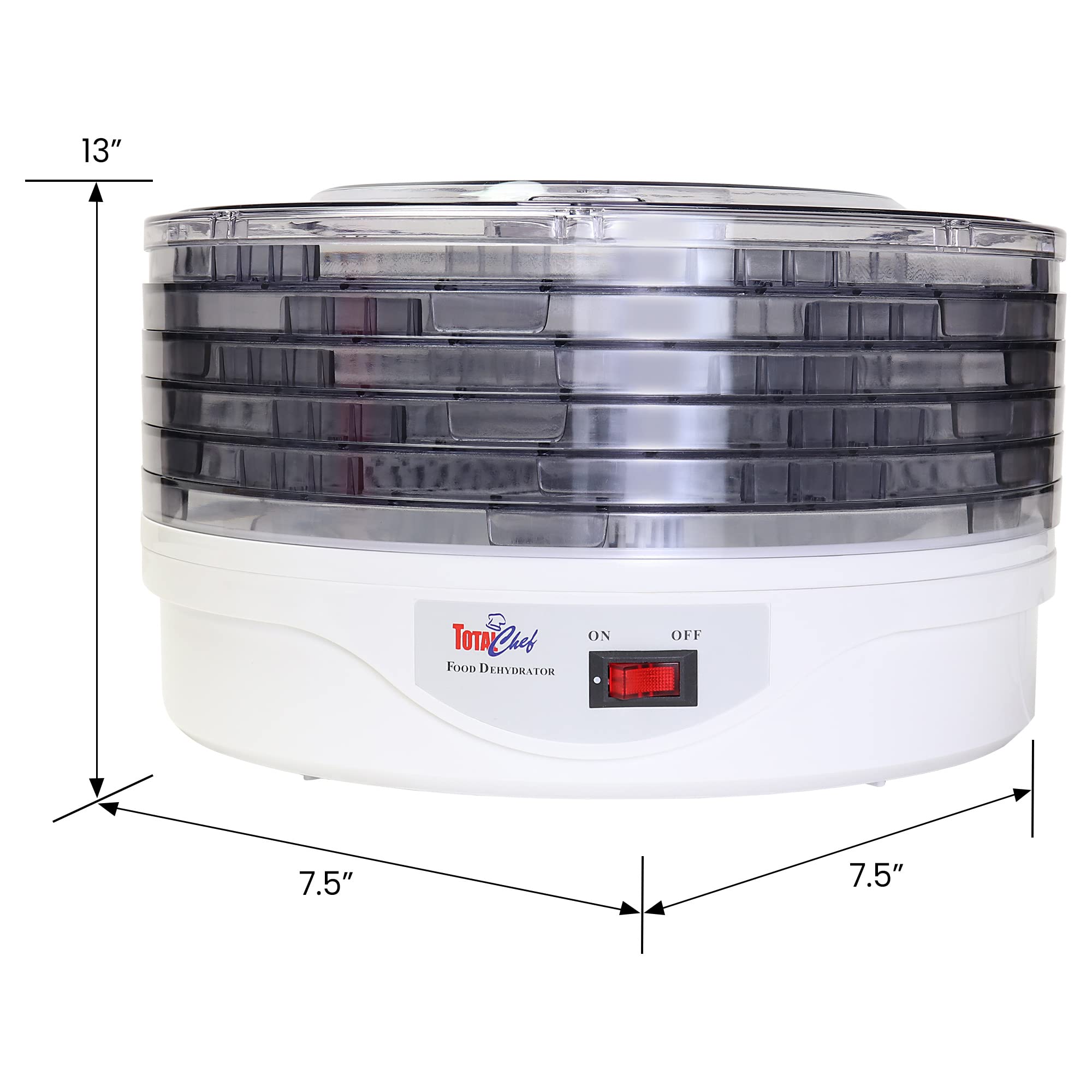 Total Chef 5-Tier Food Dehydrator for Jerky, Fruit, Vegetables & Meat - BPA-Free Electric Food Dryer Machine with Dishwasher Safe Trays - Perfect for Home Kitchen, Camping & Healthy Snacks