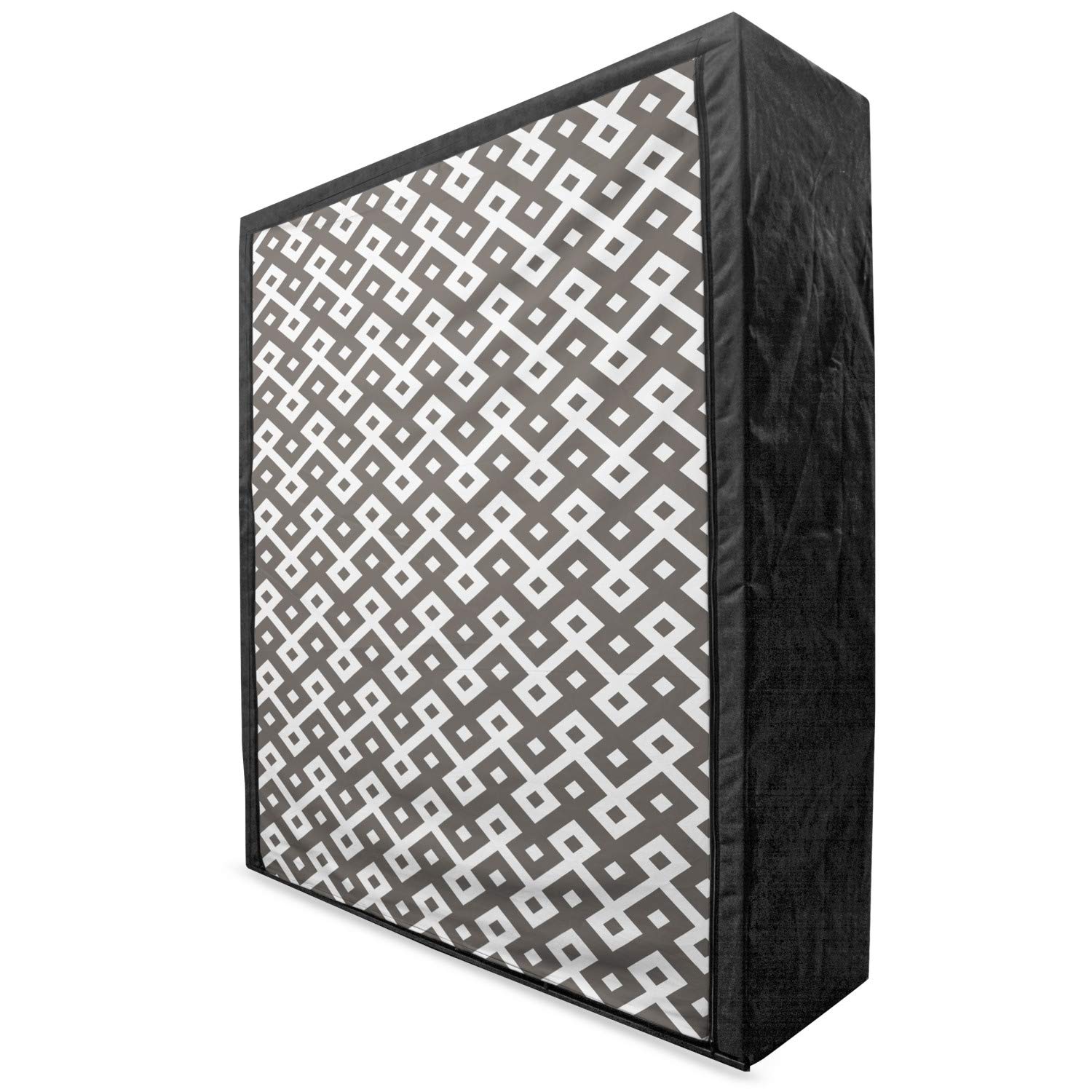 Ambesonne Geometric Portable Fabric Wardrobe with Diamond Line Pattern - Monochrome Abstract Design with Persian Influences - 59