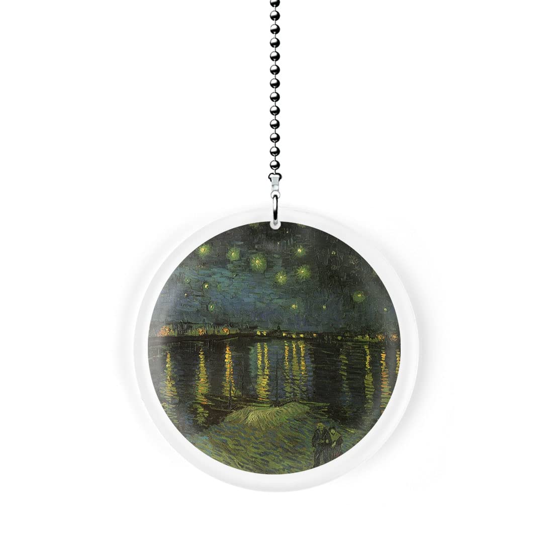 Van Gogh Starry Night on The Rhone Ceiling Fan Pull Chain - Vintage Art Decor Light Switch - Perfect for Bedroom, Living Room & Office Decor