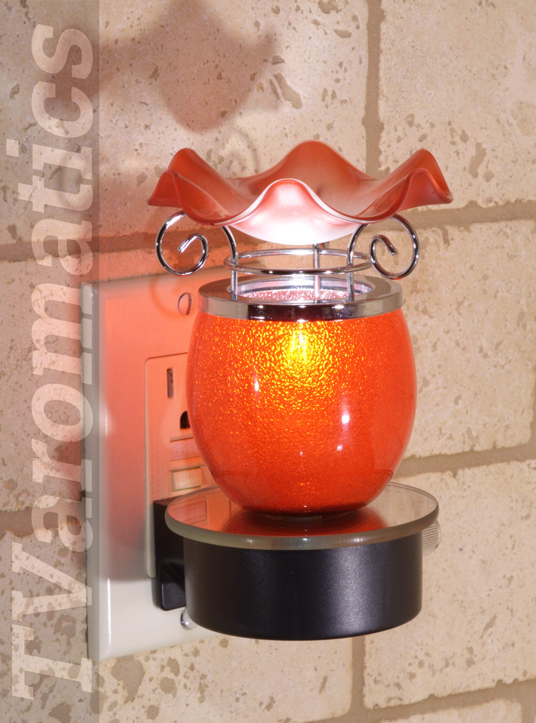 TVaromatics Red Glass Plug-in Aroma Lamp Oil Warmer - Essential Oil Diffuser for Home, Office & Spa | Creates Relaxing Ambiance with Fragrant Scents