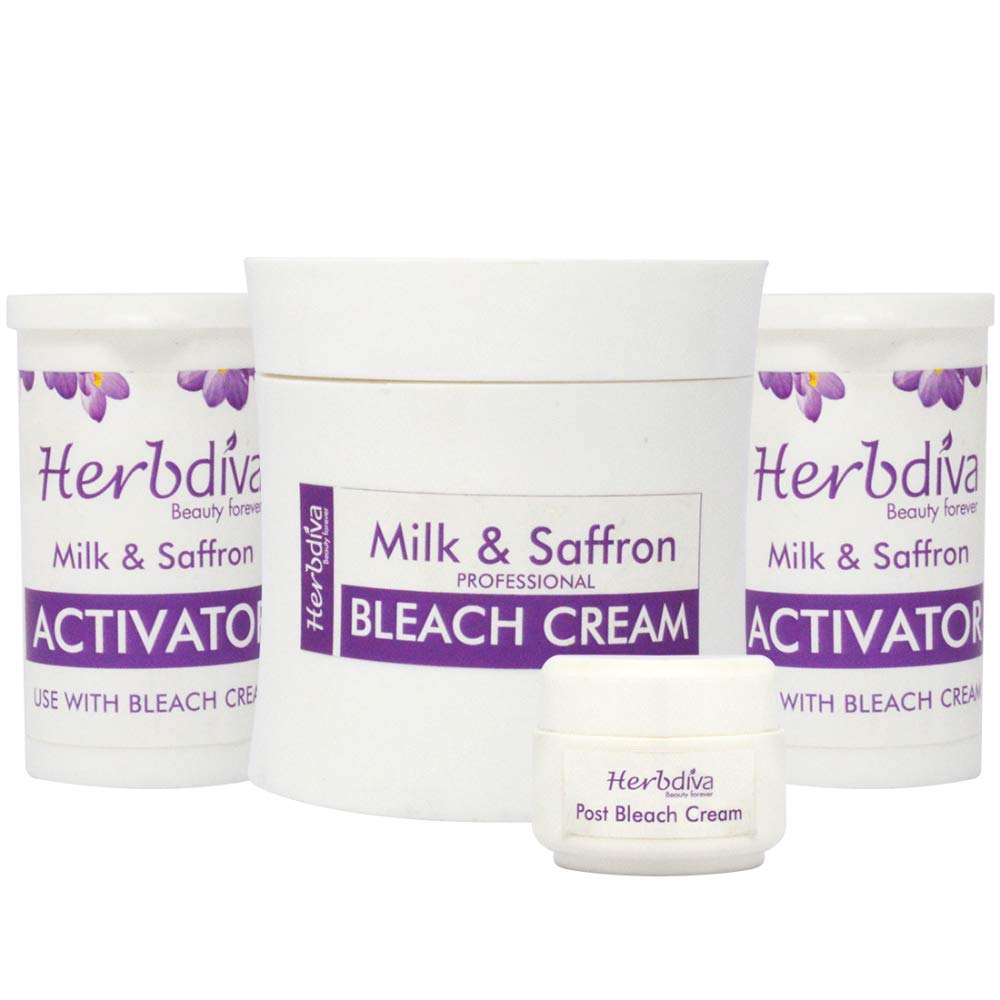 Herbdiva Milk & Saffron Bleach Cream for Instant Fairness & Skin Brightening - 290gm | Natural Skin Whitening Treatment for Face & Body | Perfect for Bridal Glow, Parties & Special Occasions