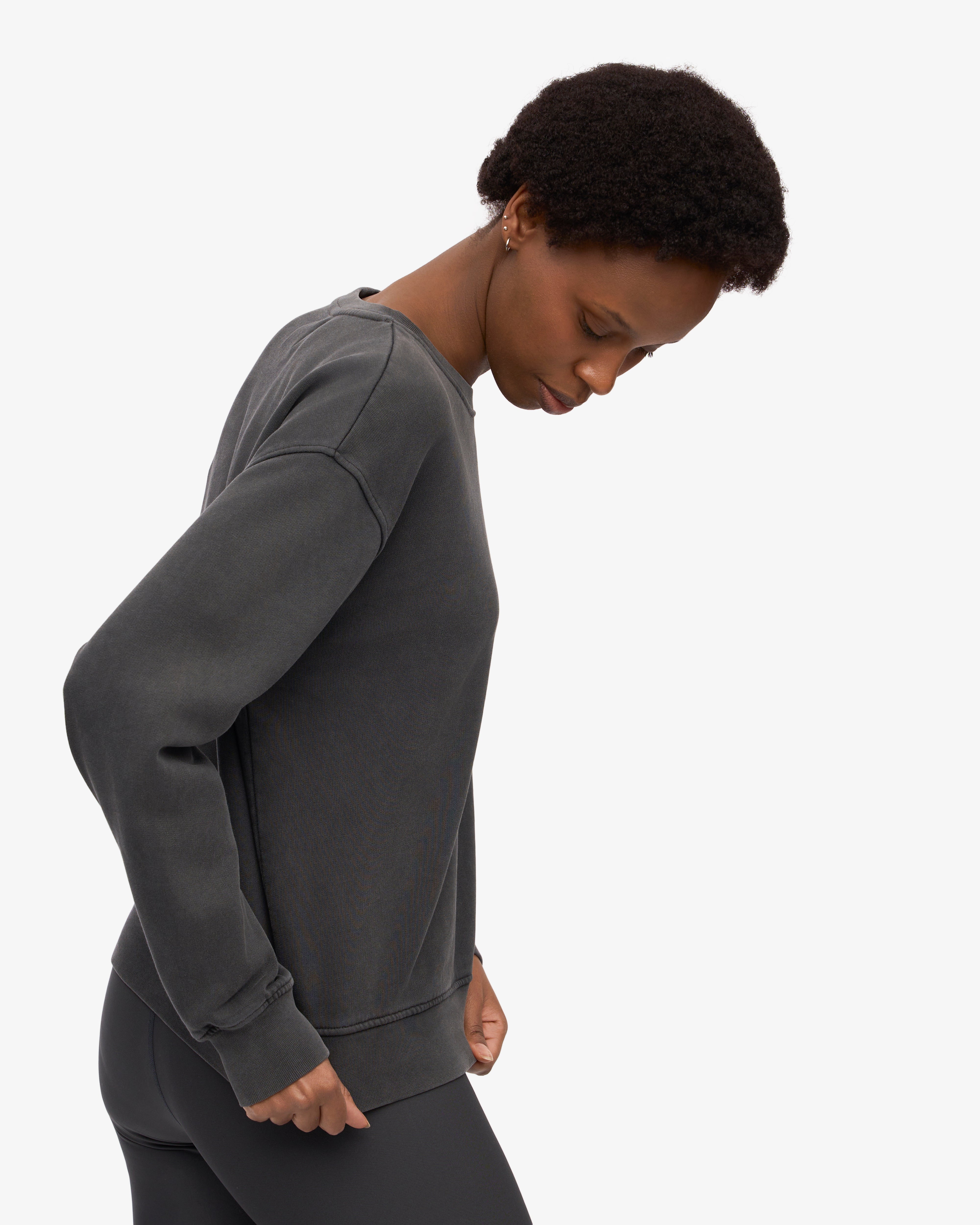 Women's Classic Organic Cotton Crew Neck T-Shirt - Faded Black - Casual Everyday Wear & Layering Essential
