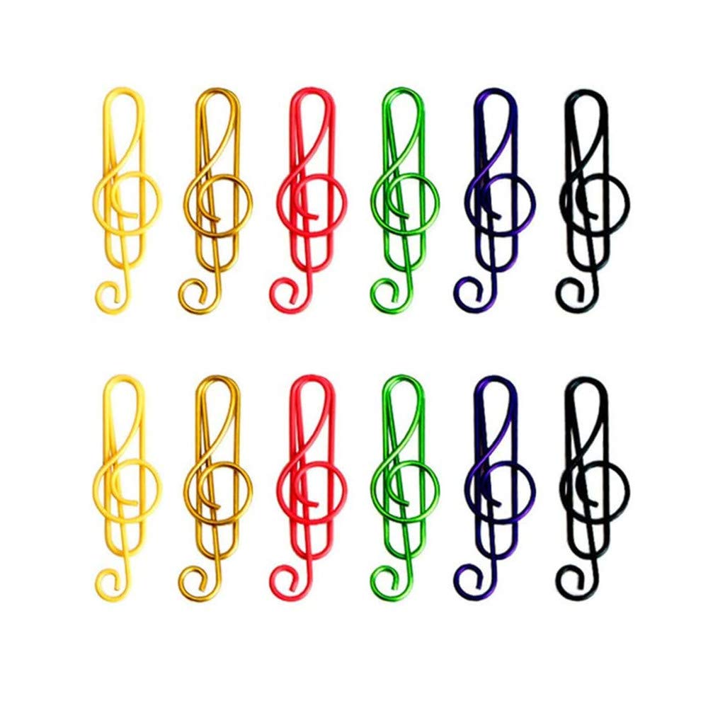 100-Piece Colorful Music Note Paper Clips - 6 Vibrant Colors, Durable Metal Bookmark Clips for Office, School & Stationery Supplies - Perfect for Organizing Documents, Marking Books & Adding Musical Theme to Your Workspace