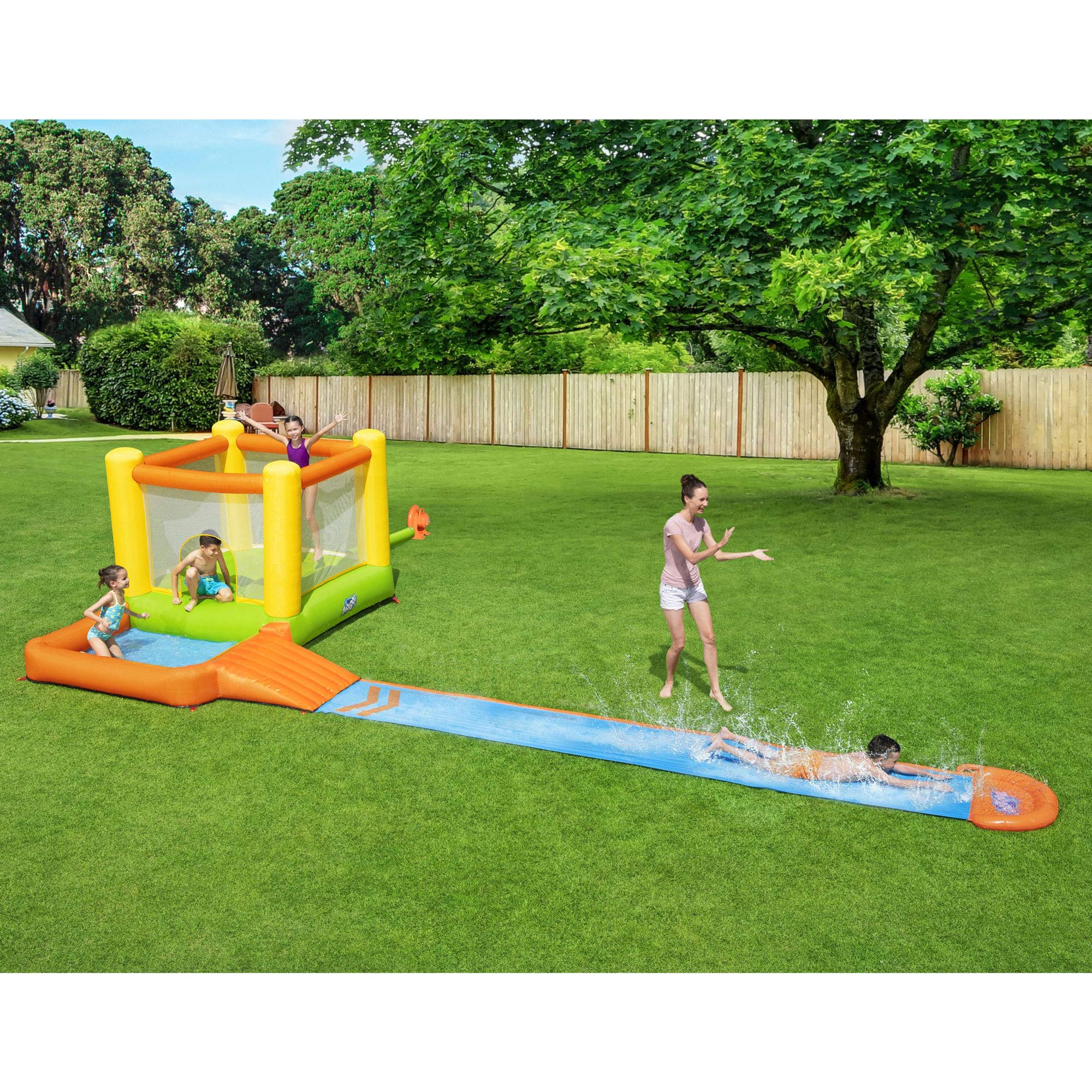 Bestway H2OGO! Splash & Dash Inflatable Bounce House with Water Slide - Outdoor Kids Play Center for Backyard, Birthday Parties & Summer Fun