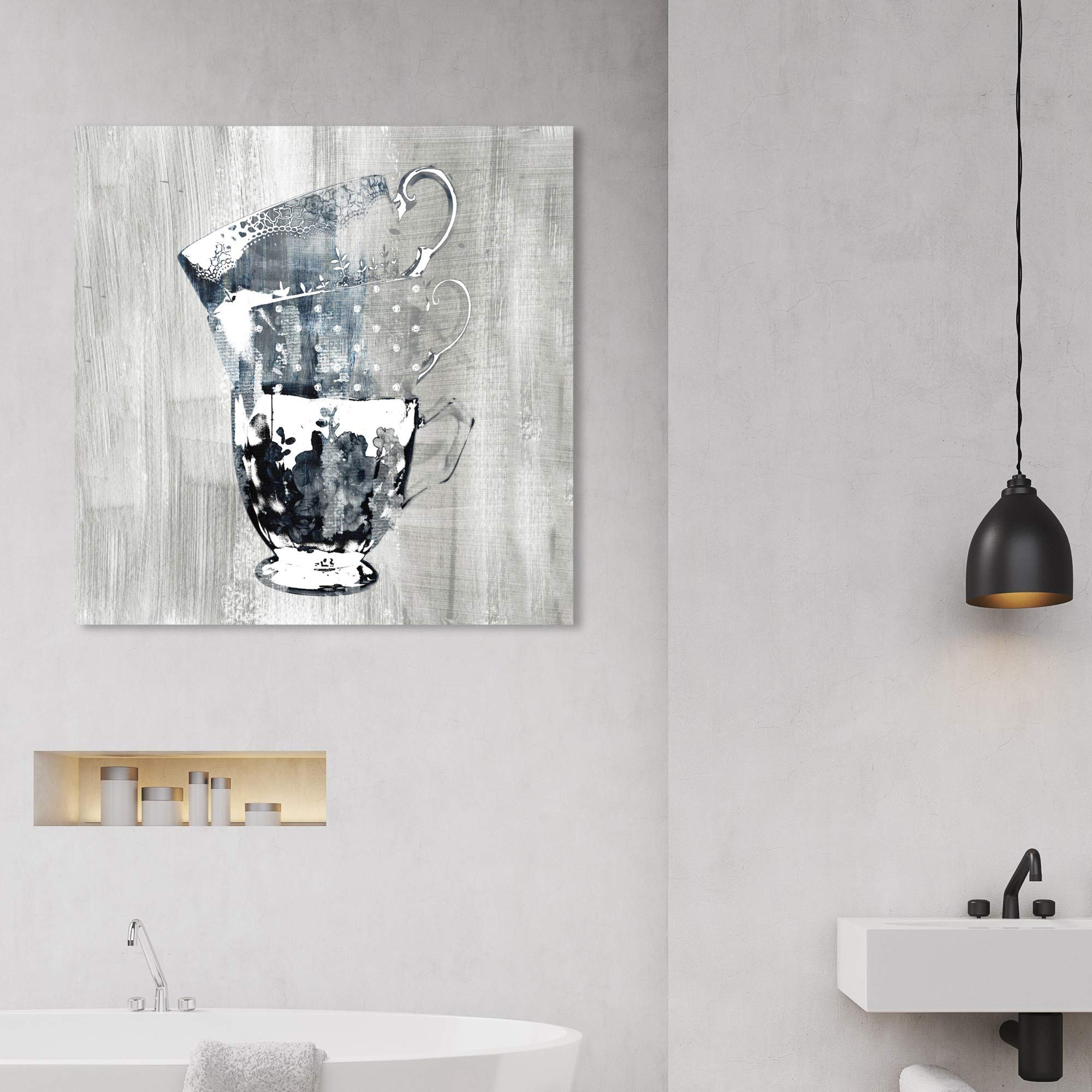 Wynwood Studio Coffee Cups Screenprint Silver Wall Art Canvas Print – 30