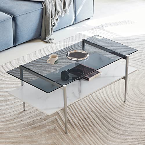 Chrome Frame & Smoky Grey & White Marble