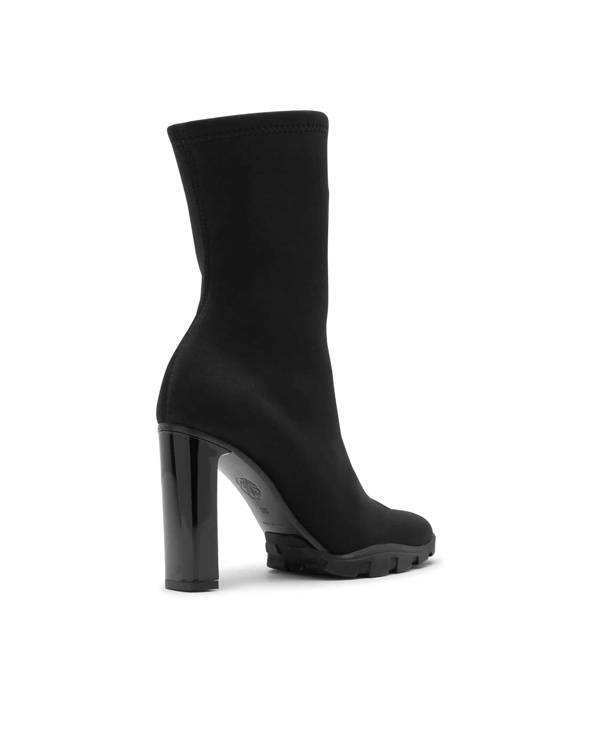 Alexander McQueen Women's Front Zip Scuba Fabric Boots - Stylish Chunky Heel Ankle Booties for Casual Outfits & Night Out