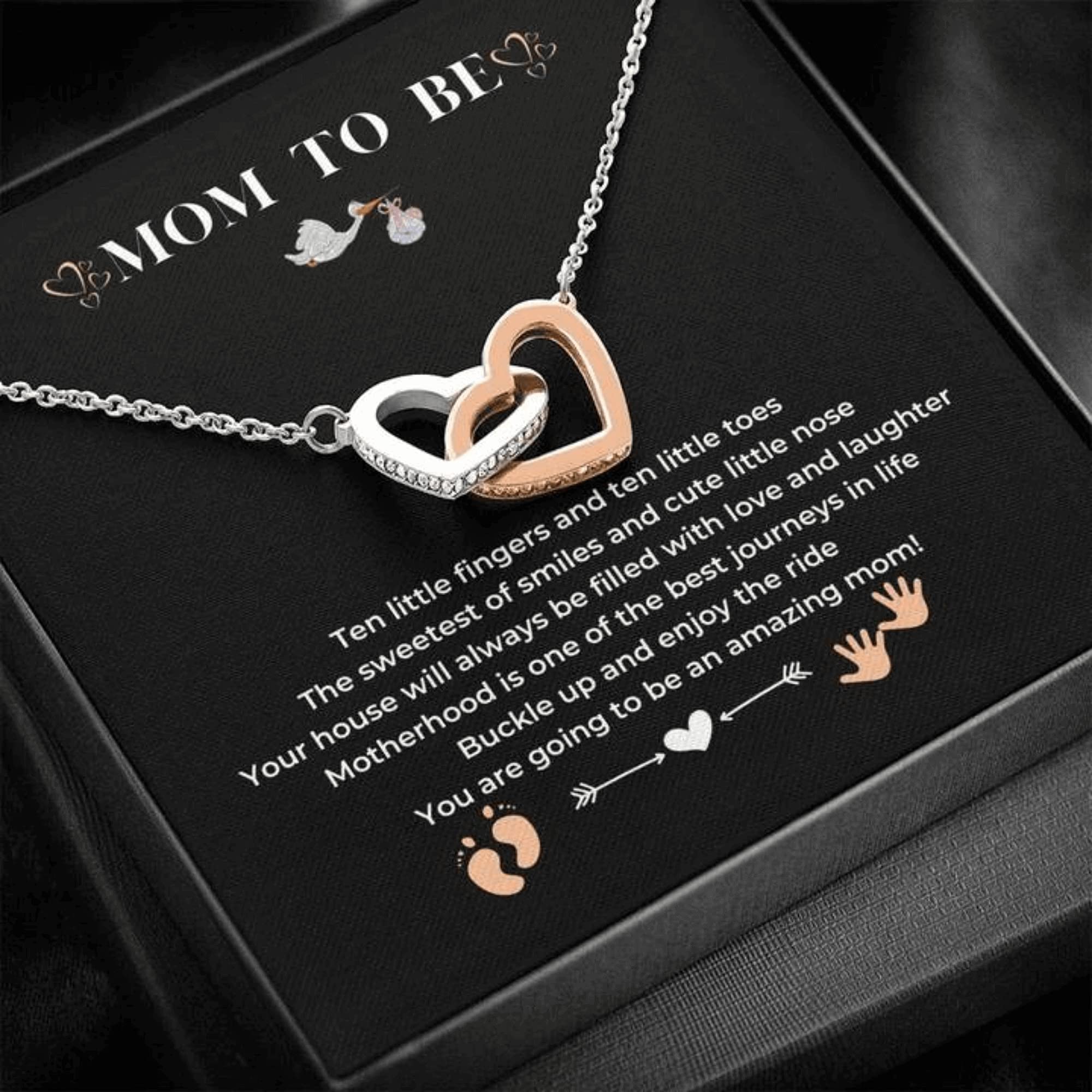 Sterling Silver S925 Interlocking Heart Necklace - Thoughtful Pregnancy Gift for Expecting Moms, First Time Mothers & Wives | Engraved Message Card Included | Perfect for Mother's Day, Christmas, Baby Shower & Birthday Celebrations | Elegant Jewelry for Maternity Photos & Special Occasions