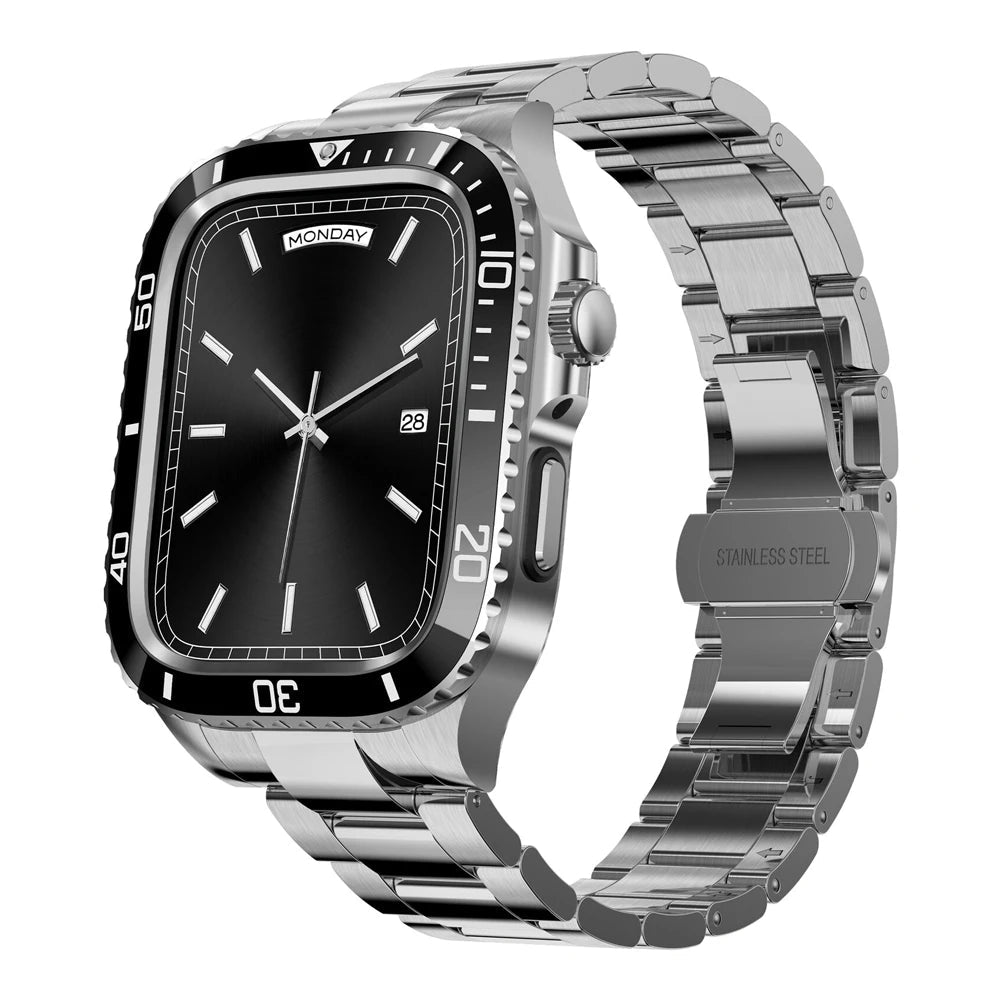 Premium ArmorLink Apple Watch Band - Durable Stainless Steel Strap for Series 9/8/7/6/SE/5/4/3/2/1 - Adjustable Magnetic Closure - Perfect for Workouts, Outdoor Activities & Everyday Wear