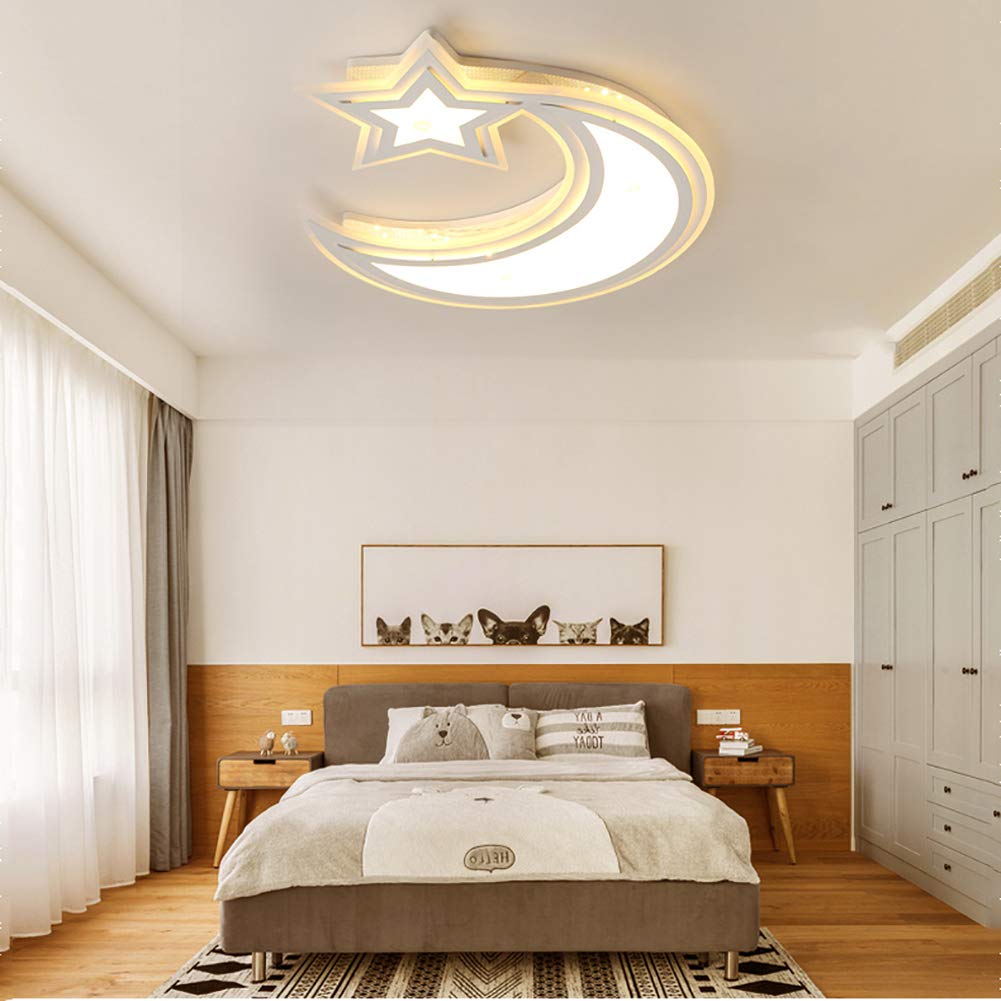 LED Kids Room Ceiling Light - Star & Moon Cartoon Night Light for Boys & Girls Bedroom - Warm White Nursery Lamp for Baby & Children's Room Decor - Perfect for Bedtime Stories & Relaxation