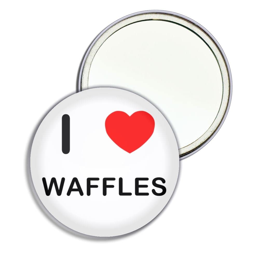 I Love Waffles - 55mm Round Compact Mirror with Cute Waffle Design | Perfect for Makeup Touch-ups, Handbag Essentials & Gift Giving