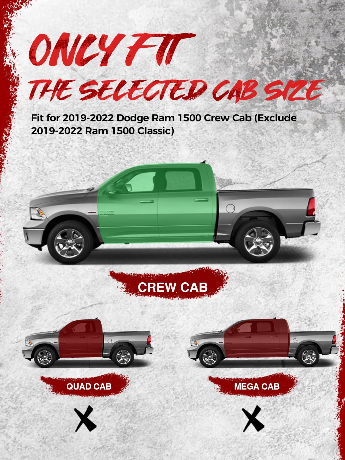 KYX 5 Inch Running Boards Side Steps for Dodge Ram 1500 Crew Cab 2019-2022 | Textured Black Powder Coated Nerf Bars | Off-Road & Daily Driving Protection