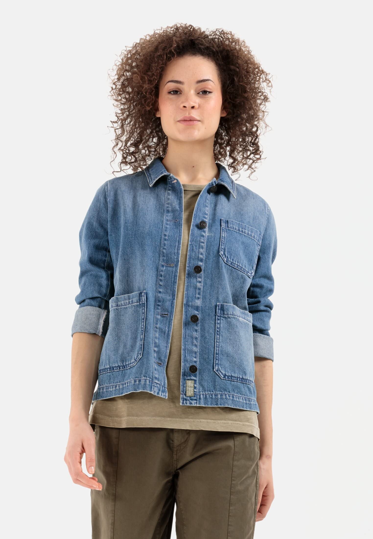 Camel Active Women's Denim Worker Jacket with Shirt Collar - Stylish Casual & Workwear for Everyday Outfits | Perfect for Office, Street Style & Outdoor Activities
