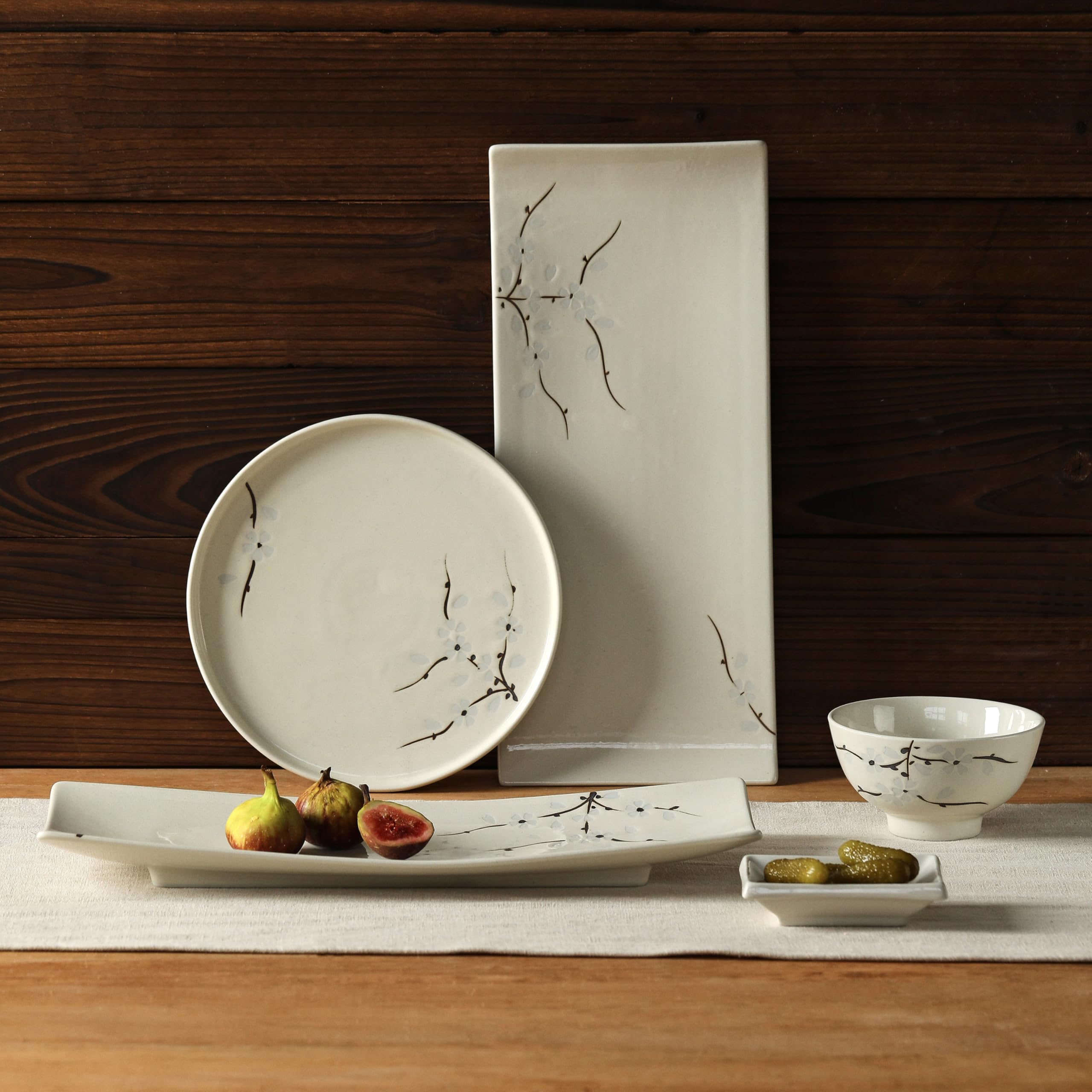 4 Inch Ceramic Sauce Dish - Japanese Rectangular Sushi Dipping Bowl, Seasoning Dishes & Appetizer Plates (4-Pack, White Sakura) - Perfect for Home Kitchen, Sushi Restaurants & Party Serving