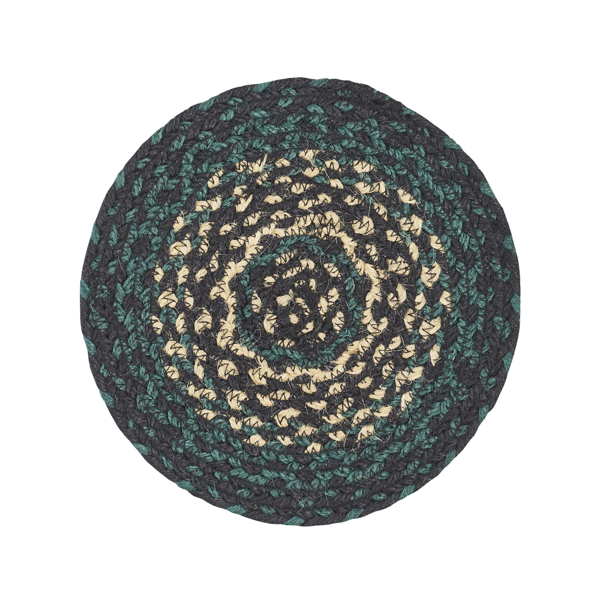 VHC Brands Woven Jute Table Mat - Heat Resistant Round Trivet & Pot Holder - Natural Striped Design - 8 Inch Kitchen Decor for Dining Table, Countertop Protection, Hot Dishes & Coasters