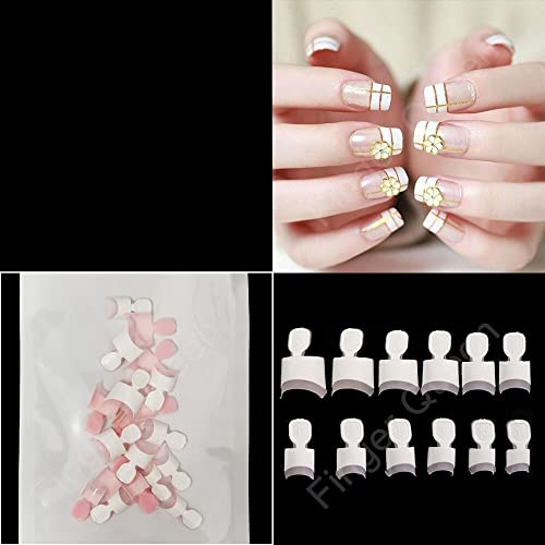 100 Pcs Ballerina Stiletto Coffin Acrylic Nail Tips - Half Cover False Nails for UV Gel Manicure - Pink TAB Series - Perfect for Salon, Party & Special Occasions
